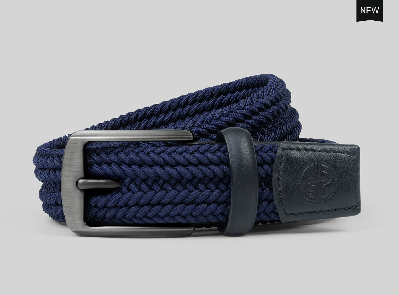 Goating Player Tour Woven Belt:10K Swing-Proof, No Holes Needed  / Navy