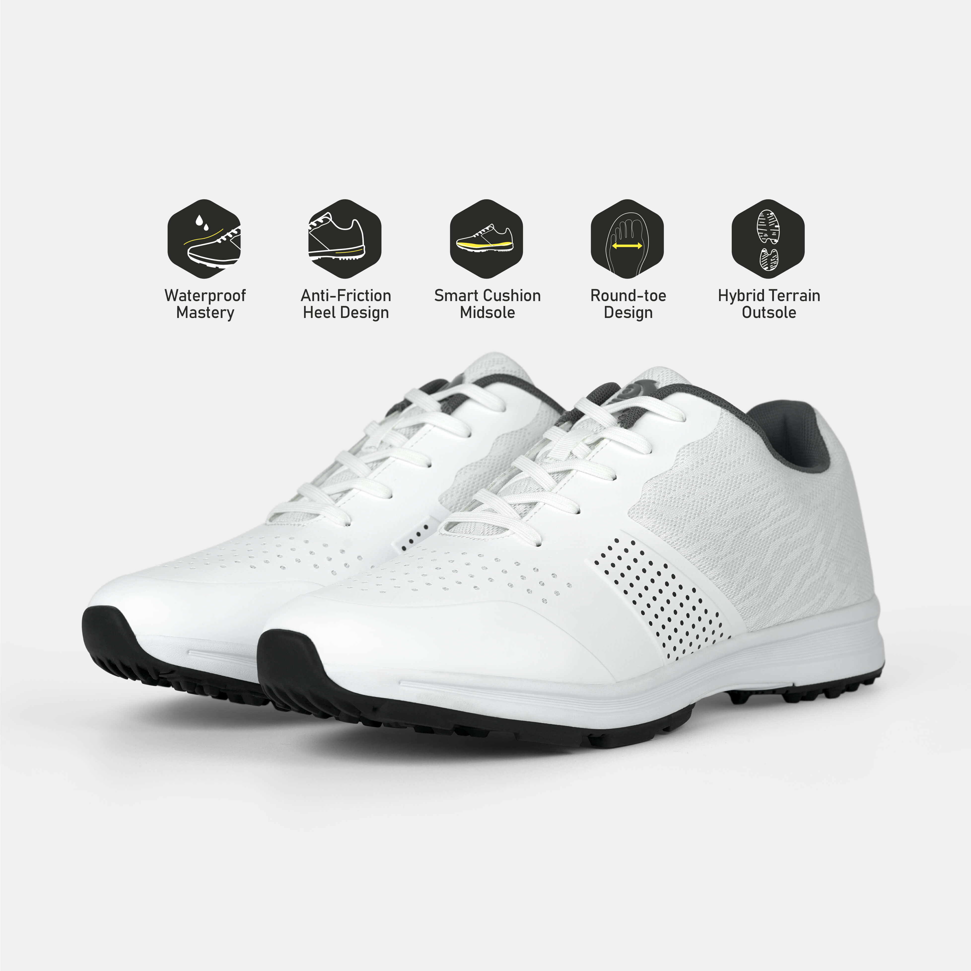 MX515 Men's Breathable Spikeless Golf Shoes / White