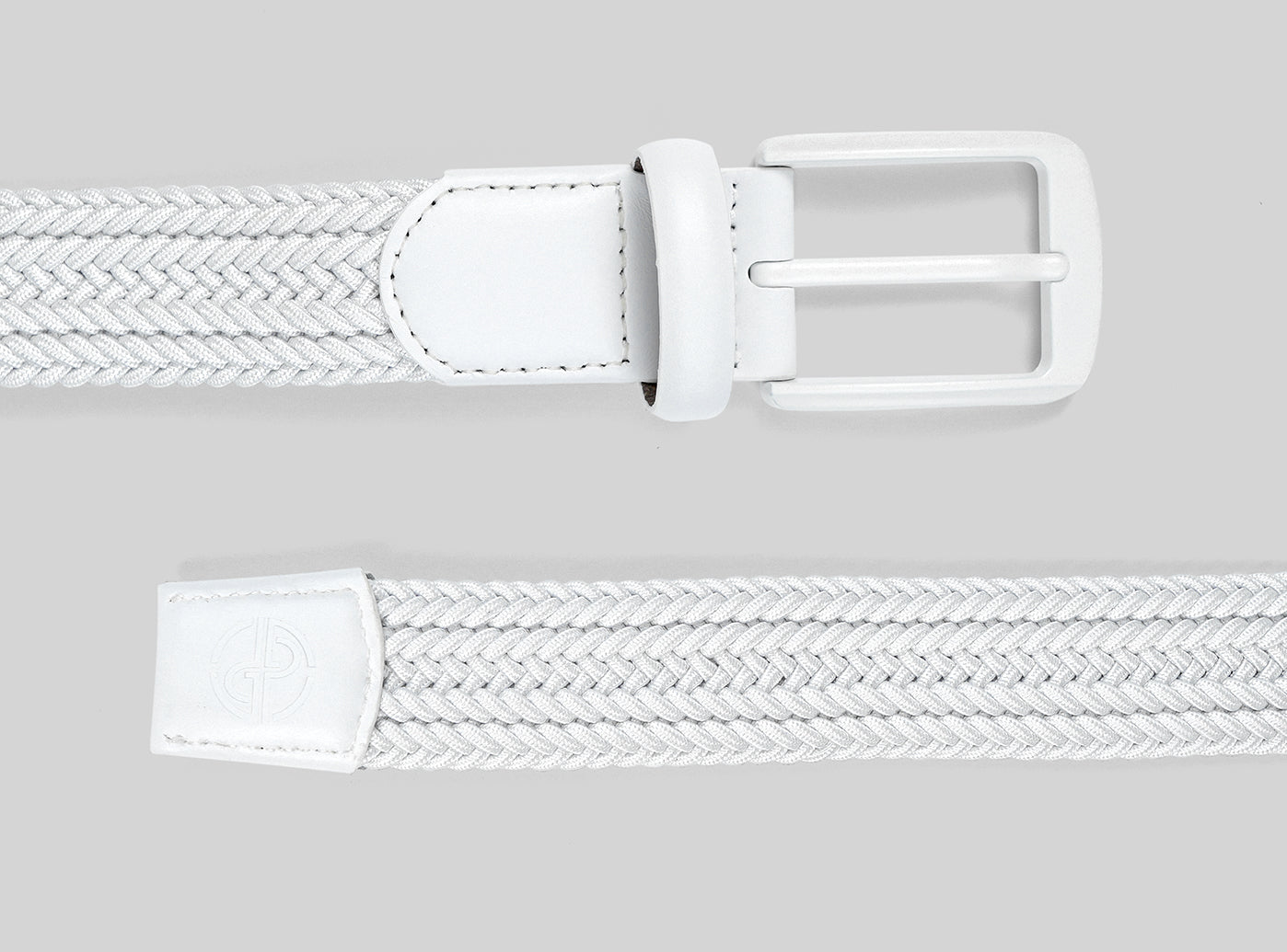 Goating Player Tour Woven Belt:10K Swing-Proof, No Holes Needed / White