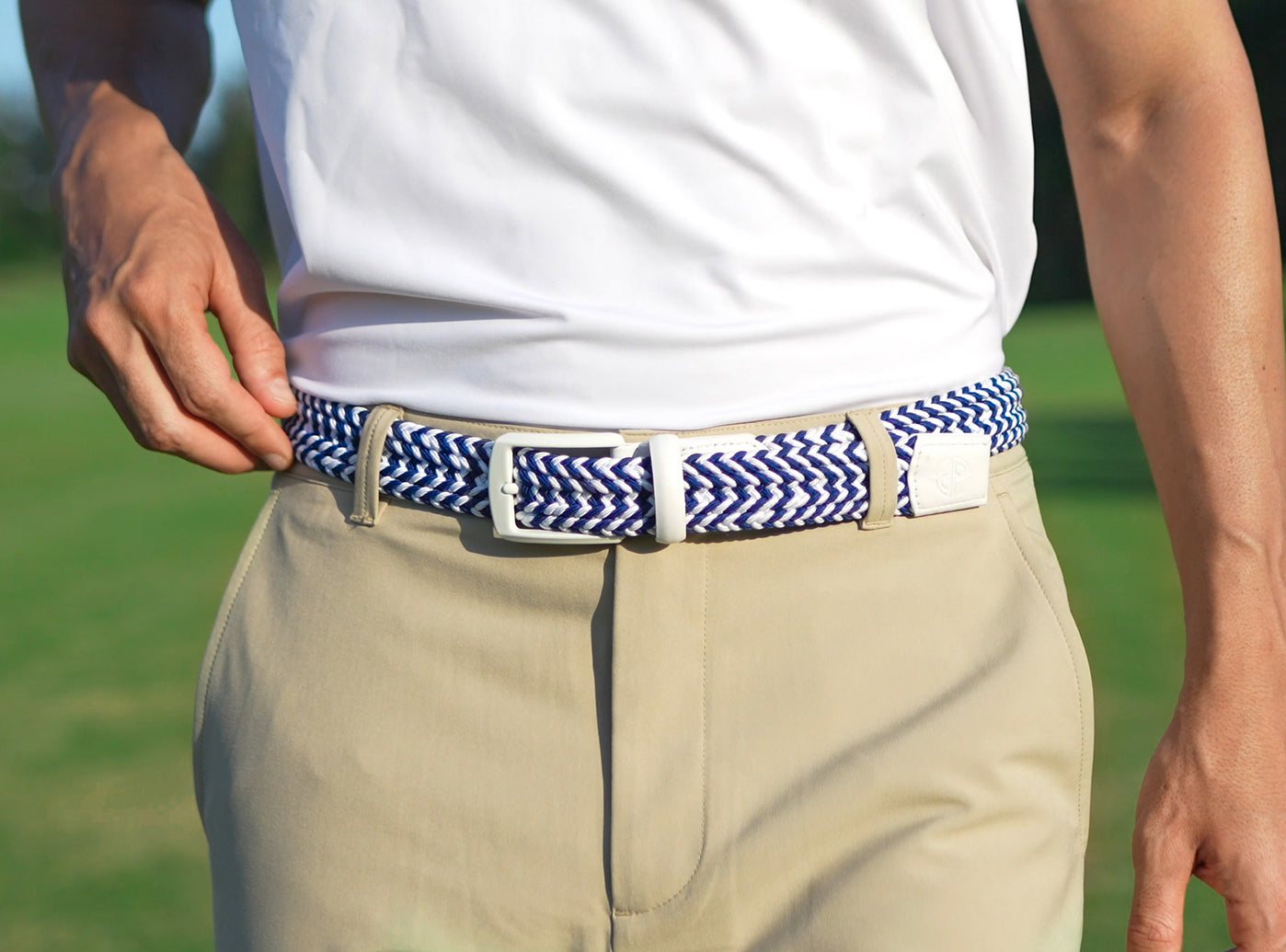 Goating Player Tour Woven Belt:10K Swing-Proof, No Holes Needed / Sky Blue
