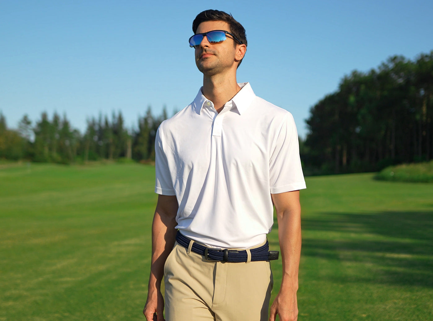 Goating Player Tour Woven Belt:10K Swing-Proof, No Holes Needed  / Navy