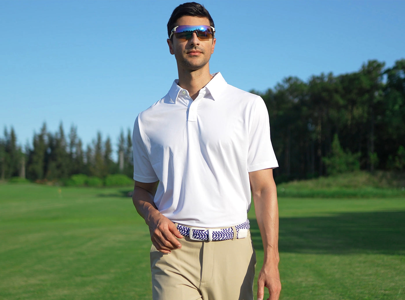 Goating Player Tour Woven Belt:10K Swing-Proof, No Holes Needed / Sky Blue