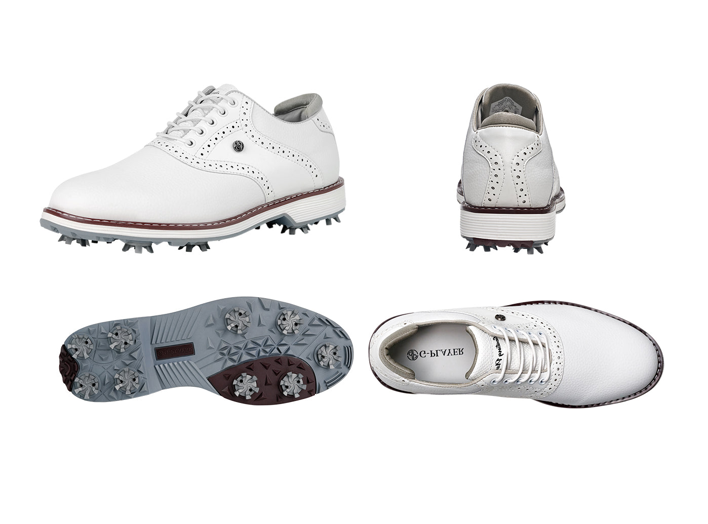 Goating Player G1 Men's Professional Spikes Golf Shoes / White