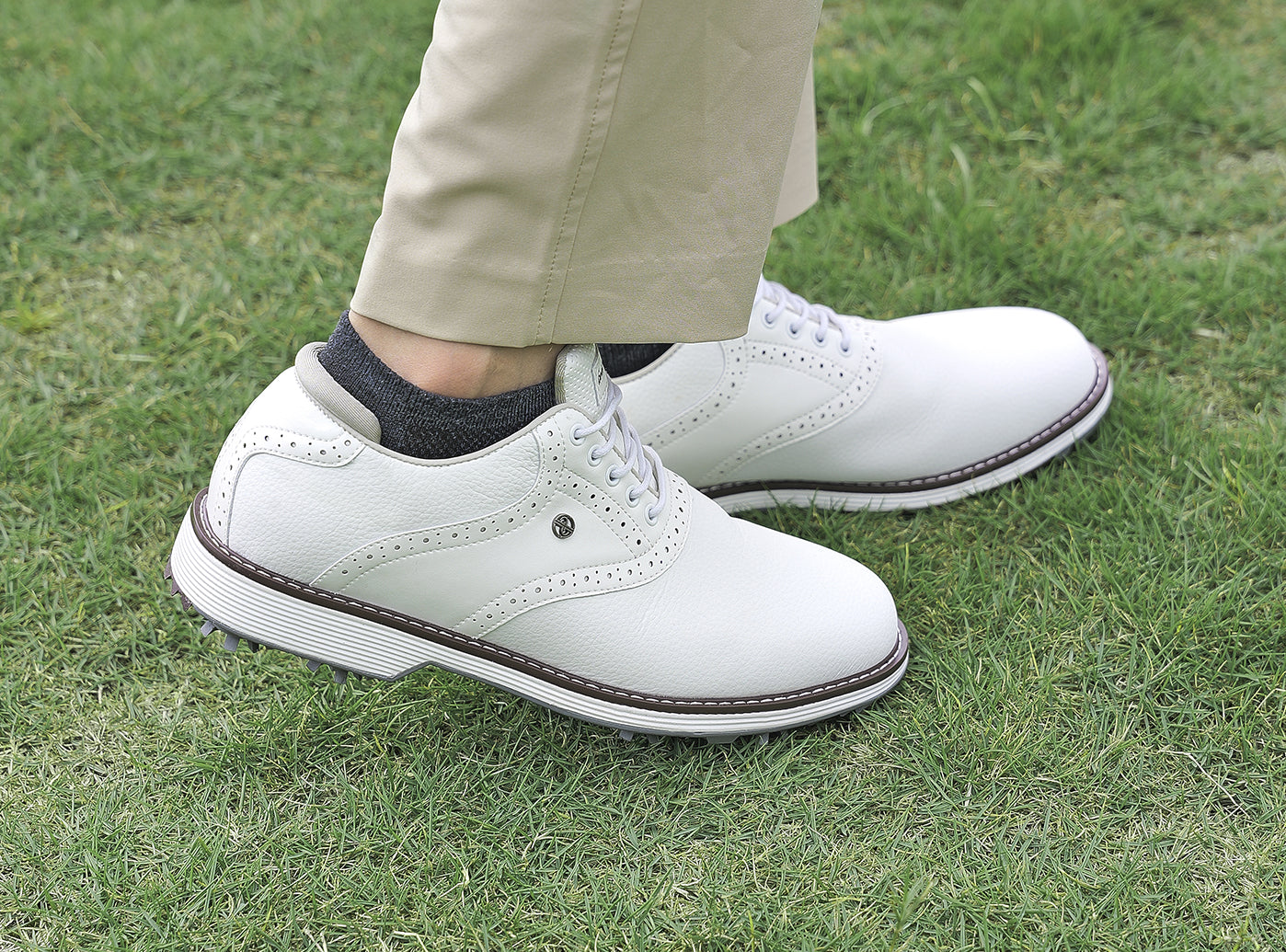 Goating Player G1 Men's Professional Spikes Golf Shoes / White