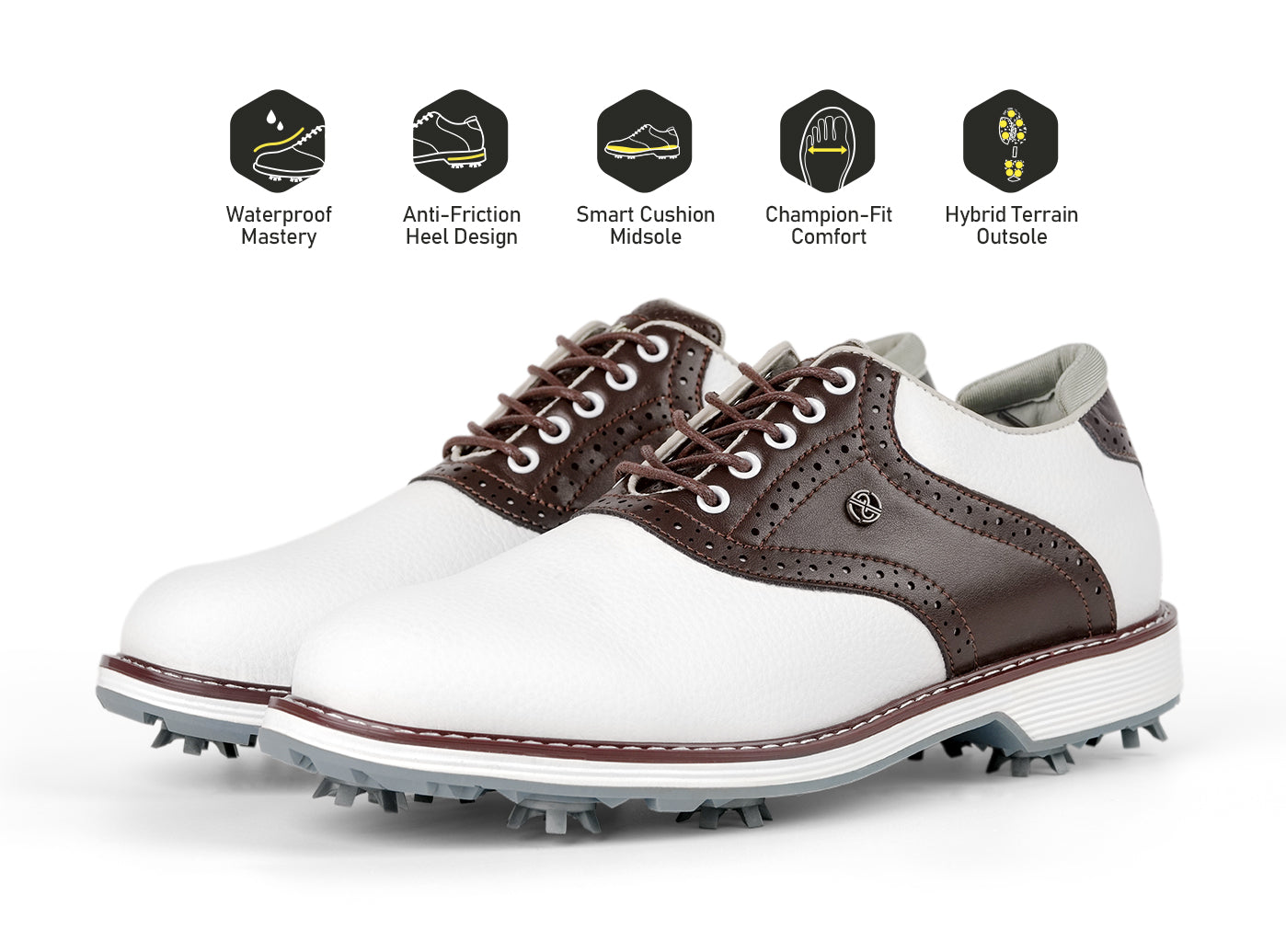 Goating Player G1 Men's Professional Spikes Golf Shoes / Brown