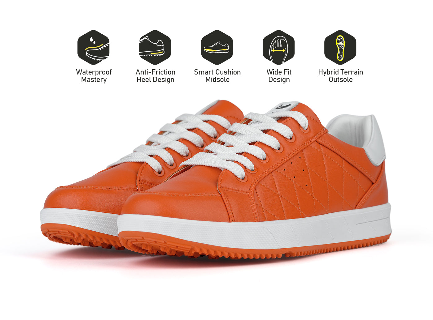 Goating Player G2 Men's Professional Leather Golf Shoes / Orange