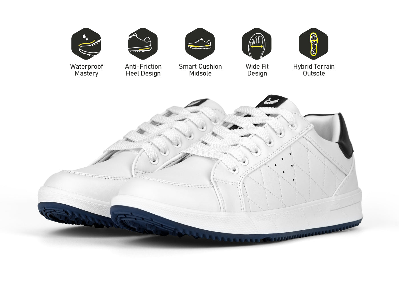 Goating Player G2 Men's Professional Leather Golf Shoes / White