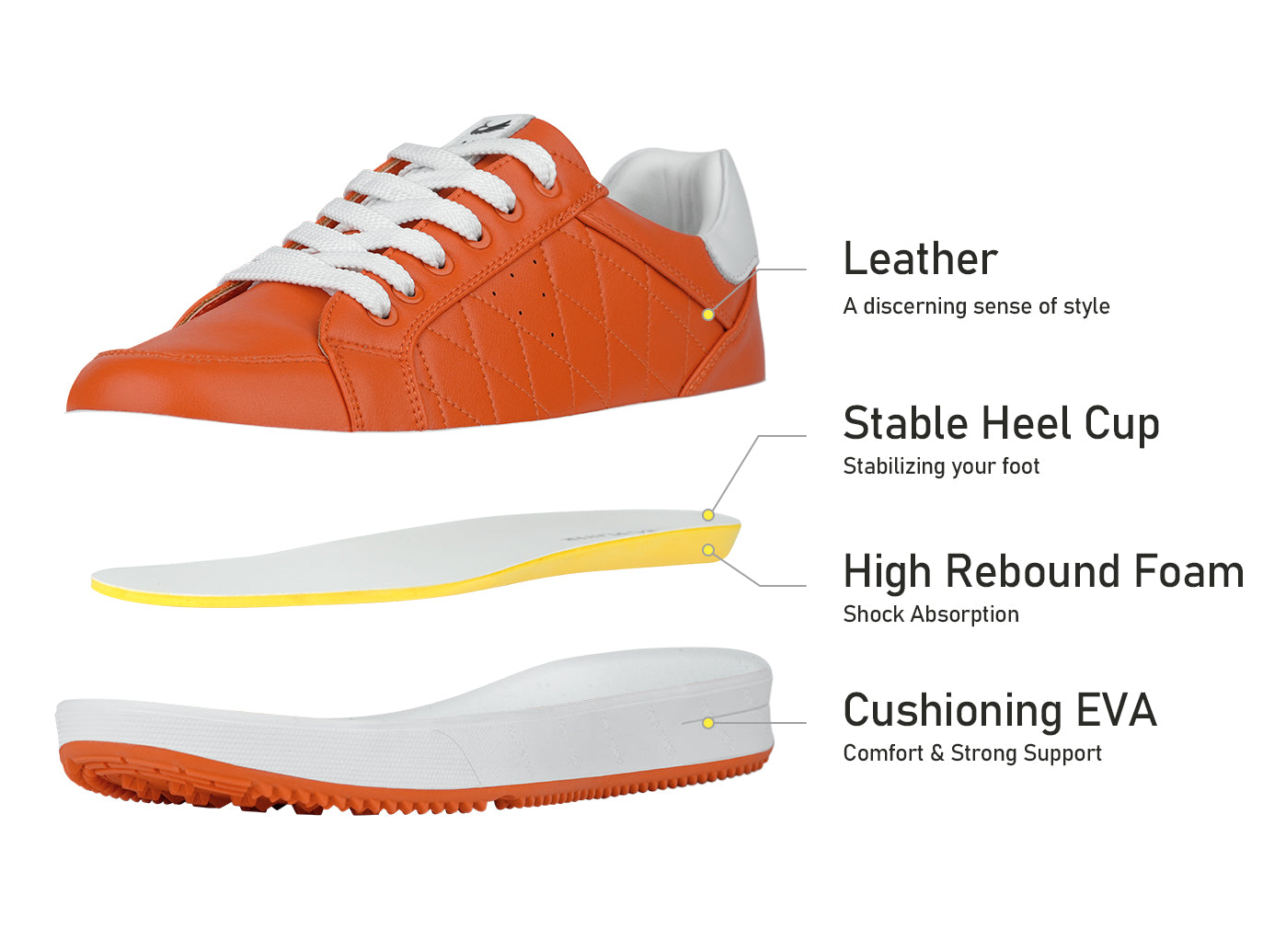 Goating Player G2 Men's Professional Leather Golf Shoes / Orange