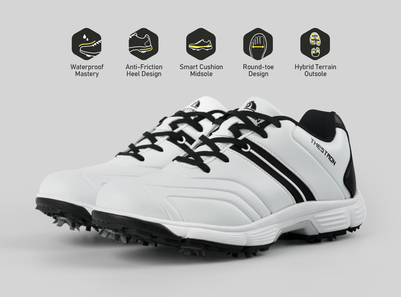 Goating Player G517 Men's Professional Spikes Golf Shoes / White