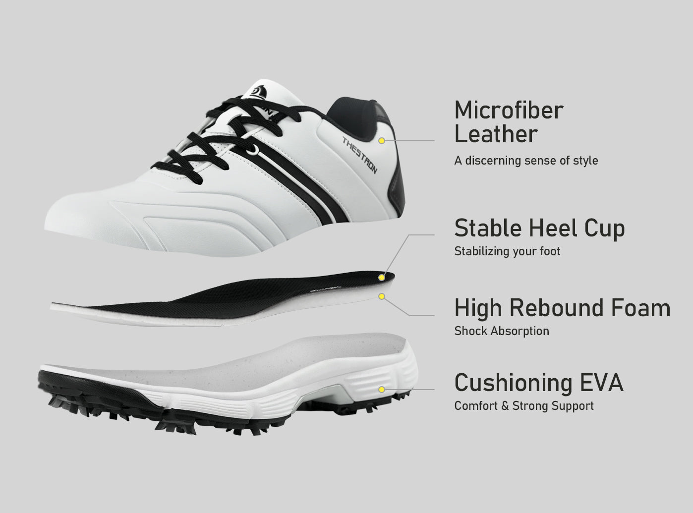 Goating Player G517 Men's Professional Spikes Golf Shoes / White