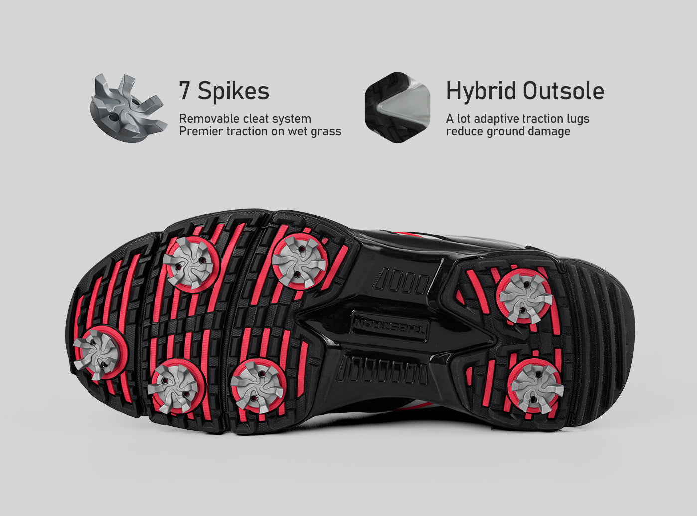 Goating Player G517 Men's Professional Spikes Golf Shoes / Black