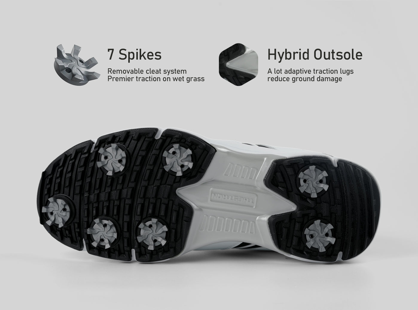 Goating Player G517 Men's Professional Spikes Golf Shoes / White