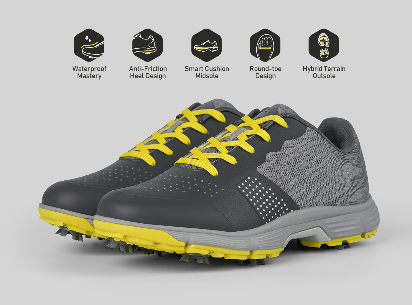 Goating Player G615 Men's Professional Spikes Golf Shoes / Grey