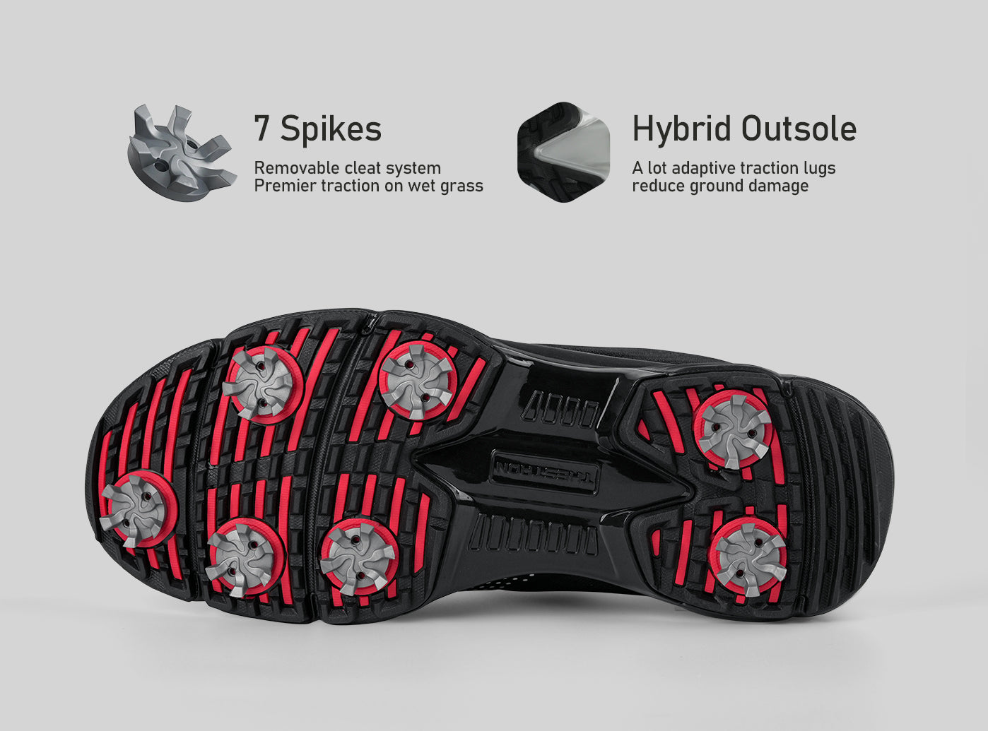 Goating Player G615 Men's Professional Spikes Golf Shoes / Black