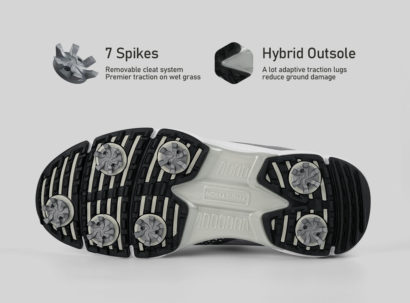 Goating Player G615 Men's Professional Spikes Golf Shoes / Dark Grey