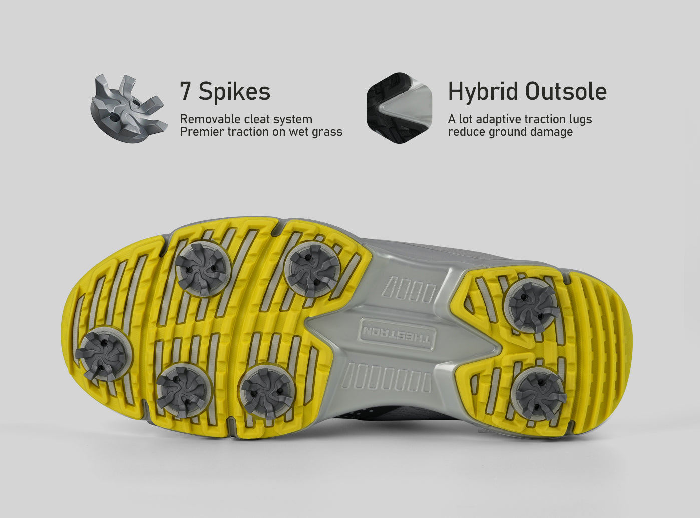 Goating Player G615 Men's Professional Spikes Golf Shoes / Grey