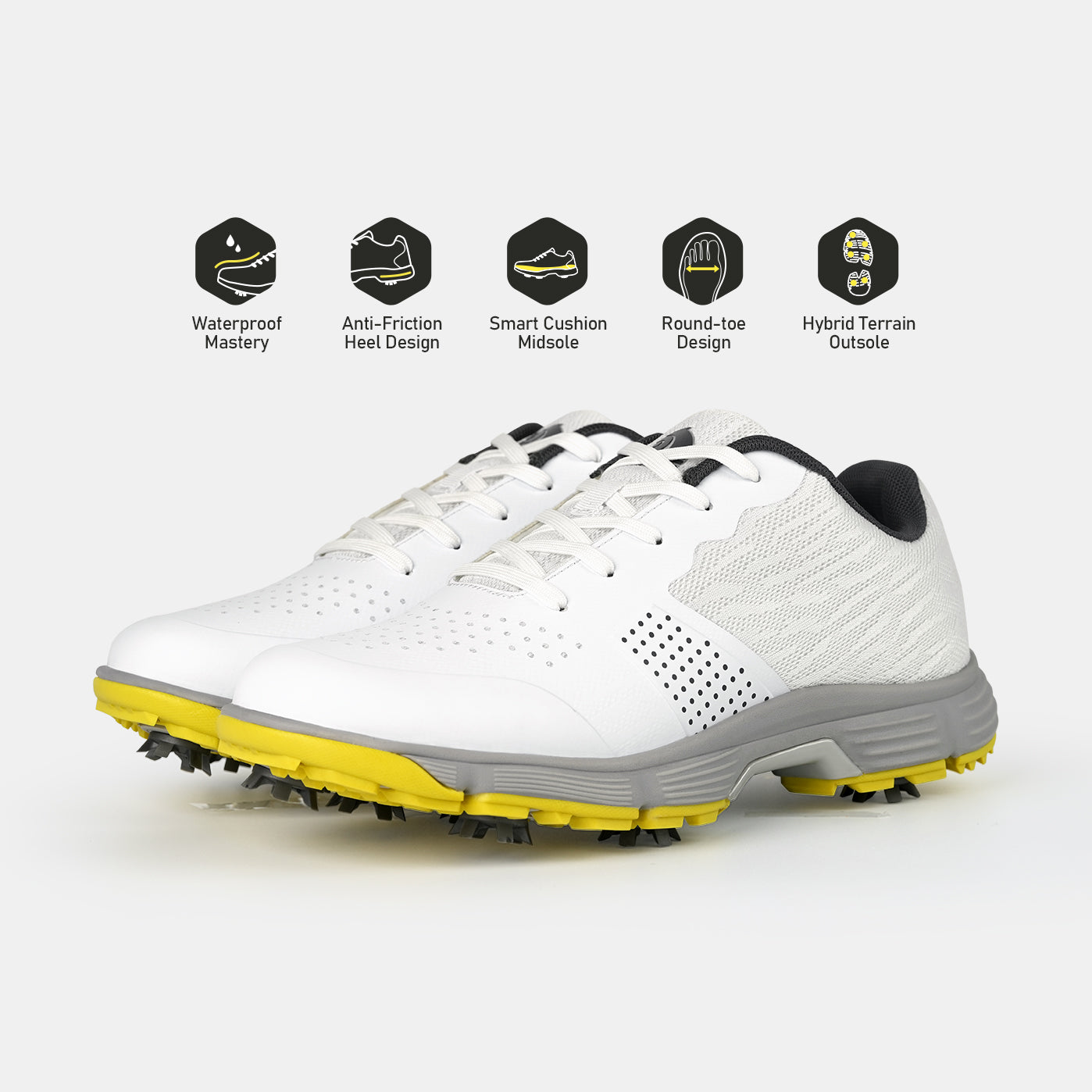 G615 Men's Professional Spikes Golf Shoes / White