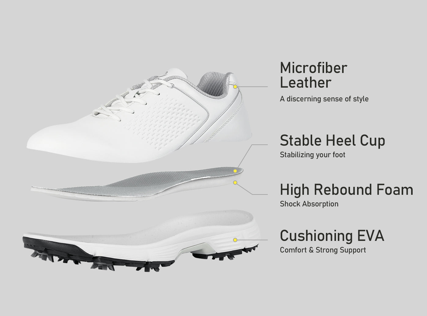 Goating Player G617 Men's Professional Spikes Golf Shoes / White