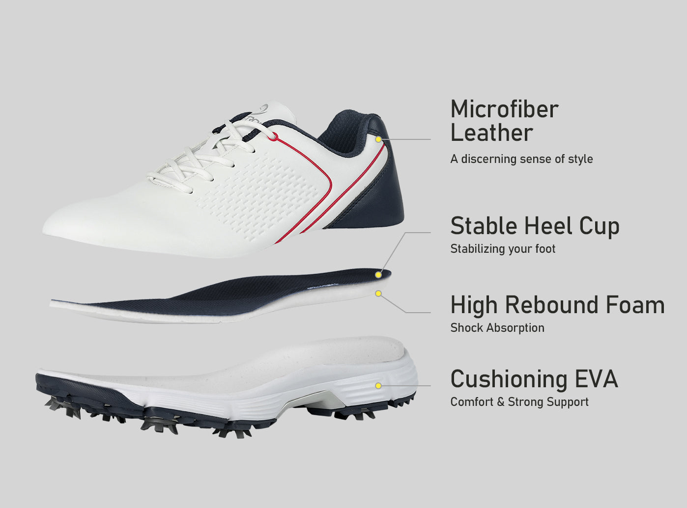 Goating Player G617 Men's Professional Spikes Golf Shoes / White-Blue