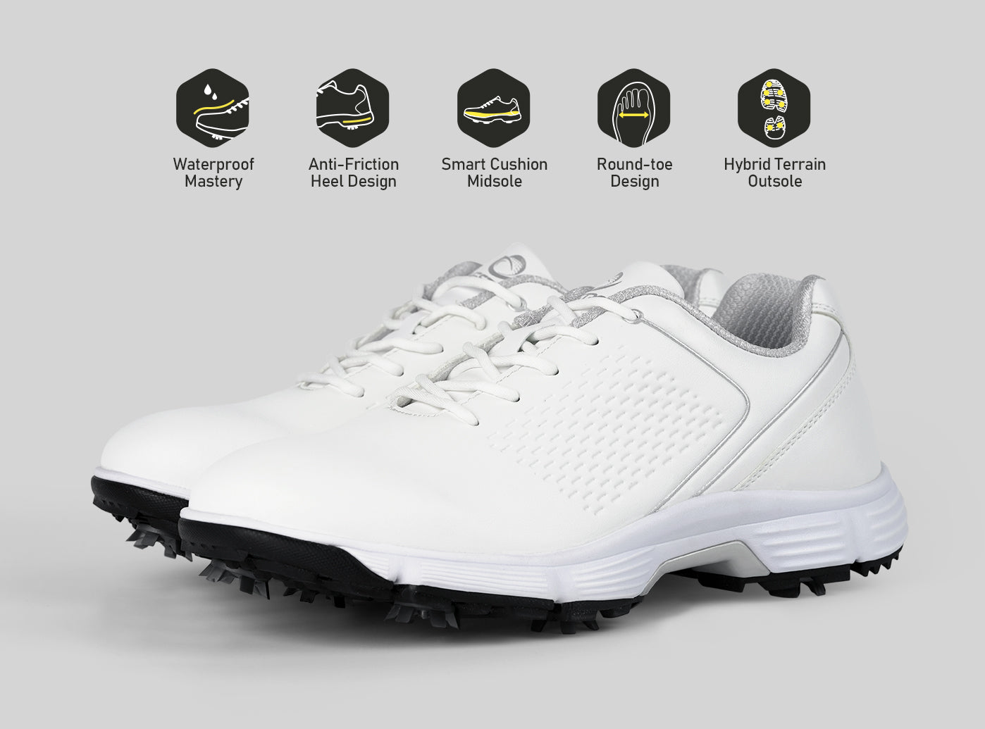 Goating Player G617 Men's Professional Spikes Golf Shoes / White
