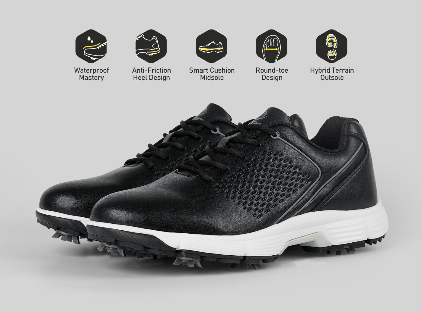 Goating Player G617 Men's Professional Spikes Golf Shoes / Black