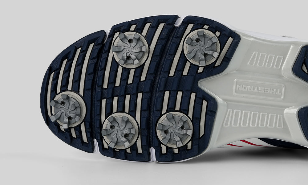 Goating Player G617 Men's Professional Spikes Golf Shoes / White-Blue