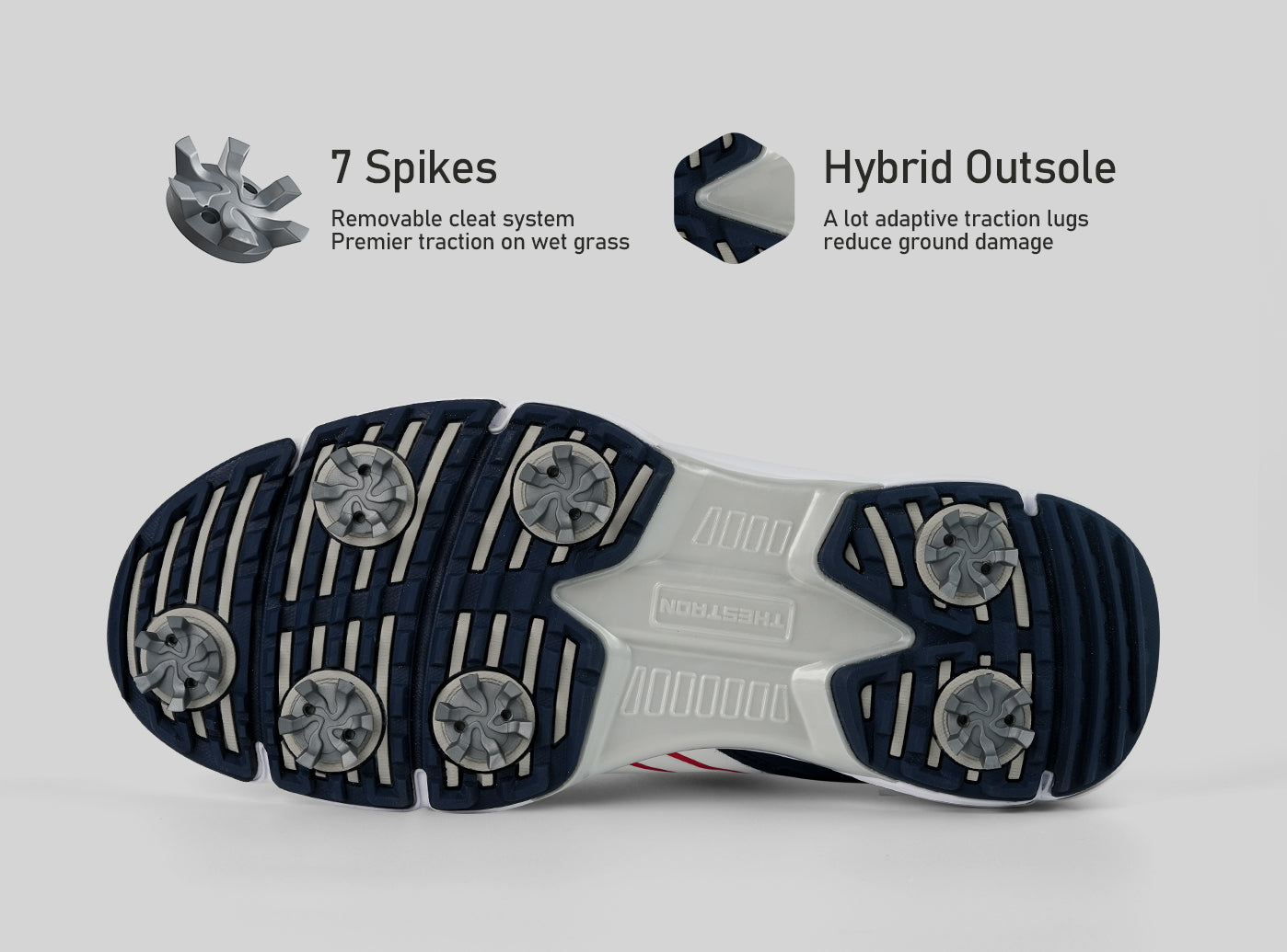 Goating Player G617 Men's Professional Spikes Golf Shoes / White-Blue