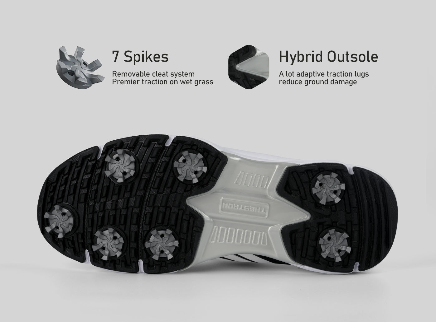 Goating Player G617 Men's Professional Spikes Golf Shoes / White-Black