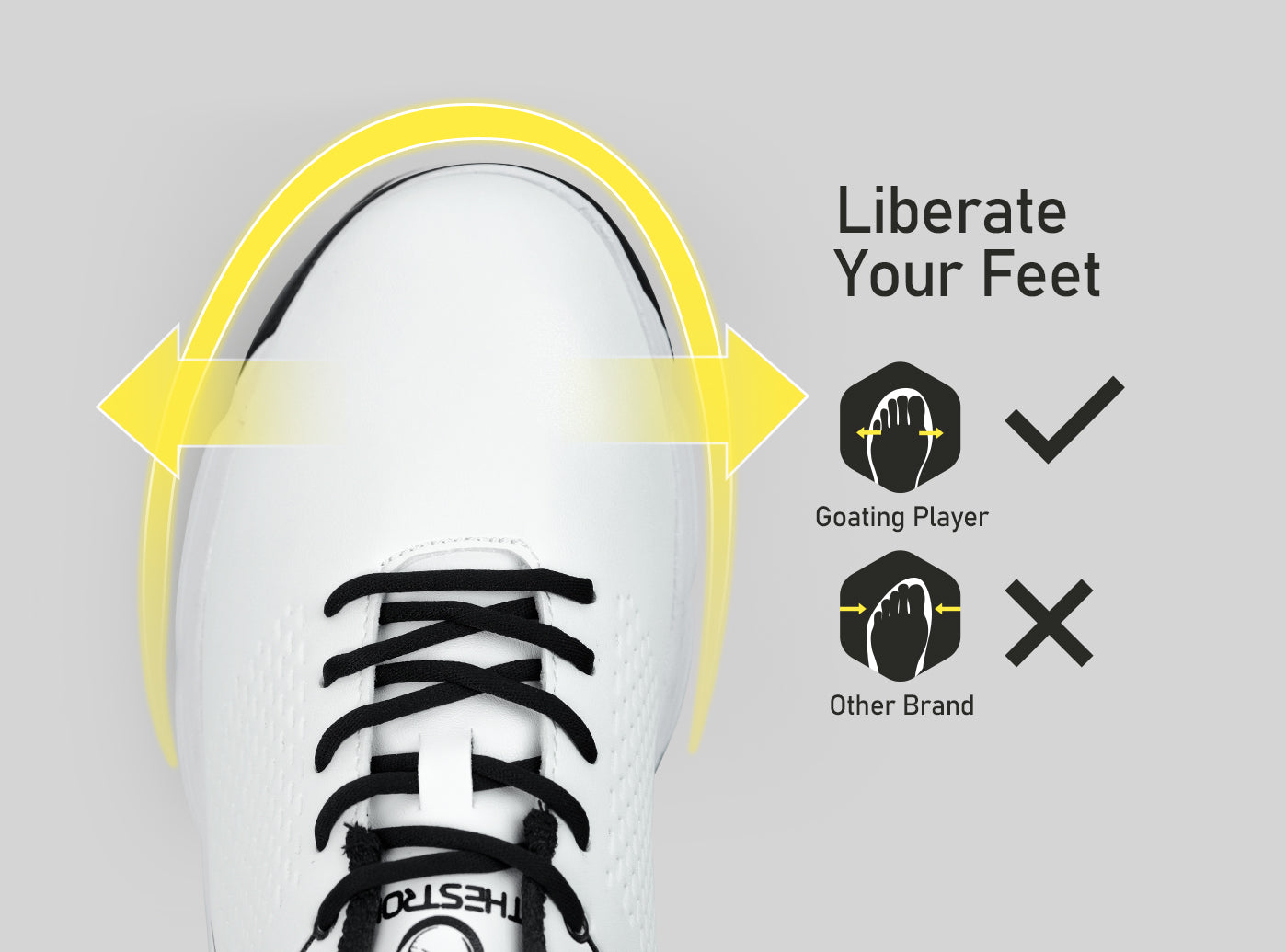 Goating Player G617 Men's Professional Spikes Golf Shoes / White-Black