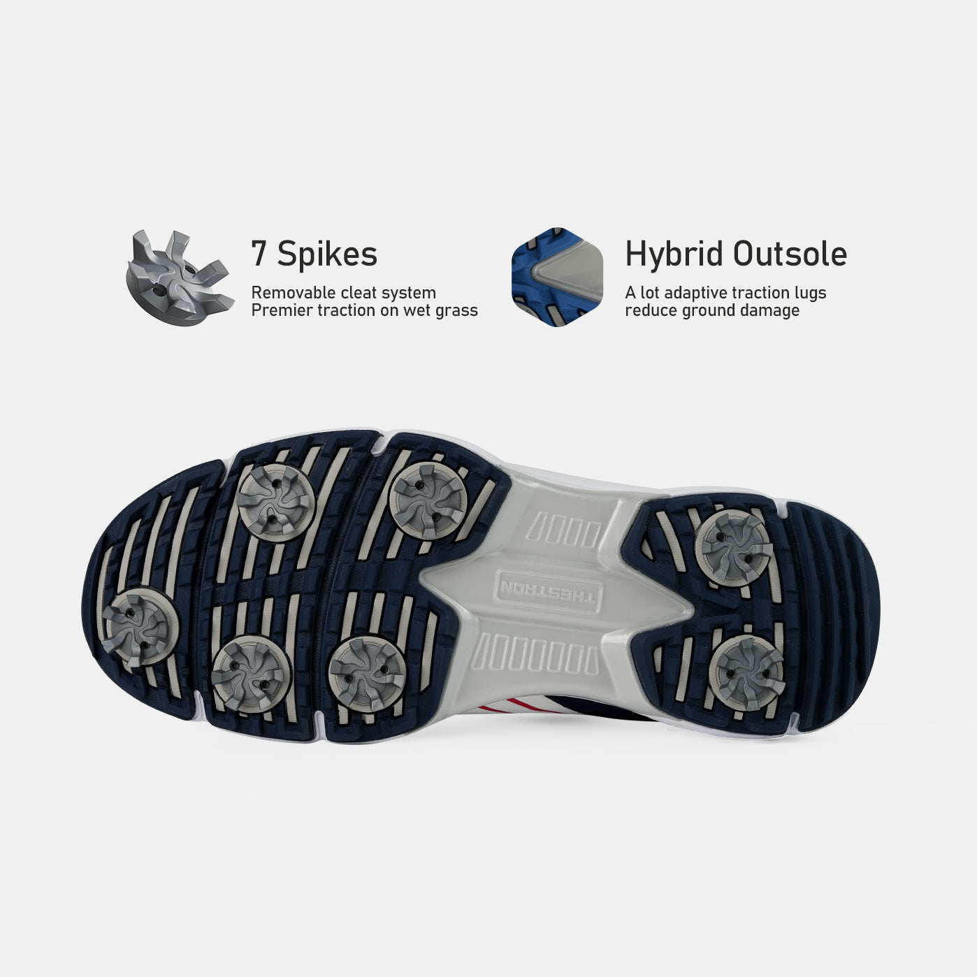 G617 Men's Professional Spikes Golf Shoes / White-Blue