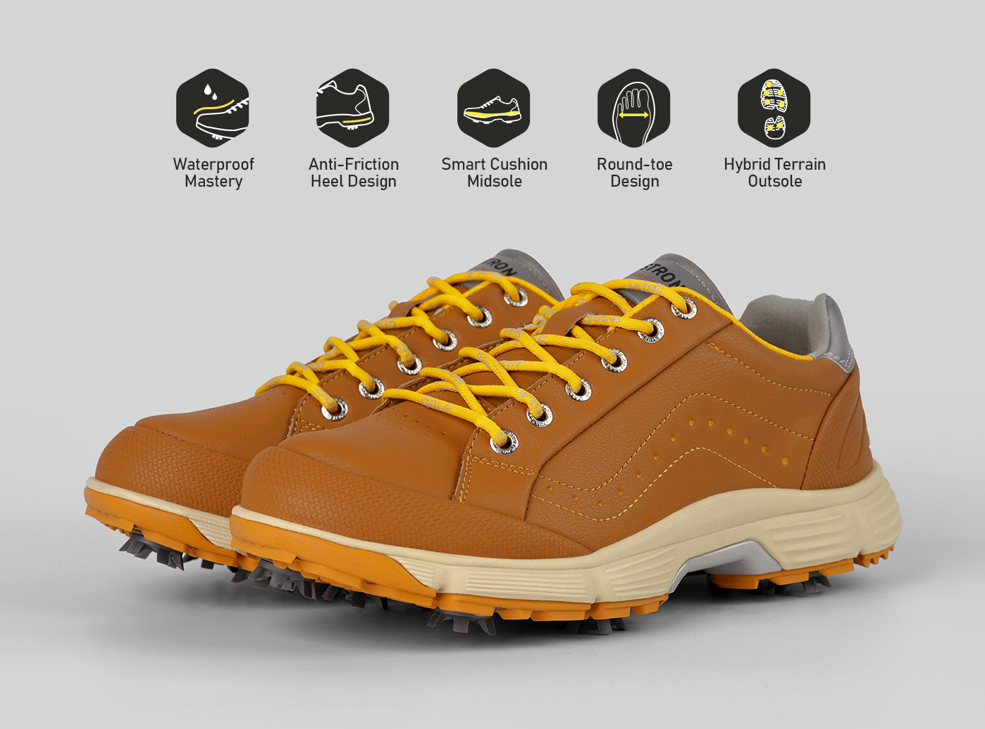 Goating Player G716 Men's Professional Spikes Golf Shoes / Brown