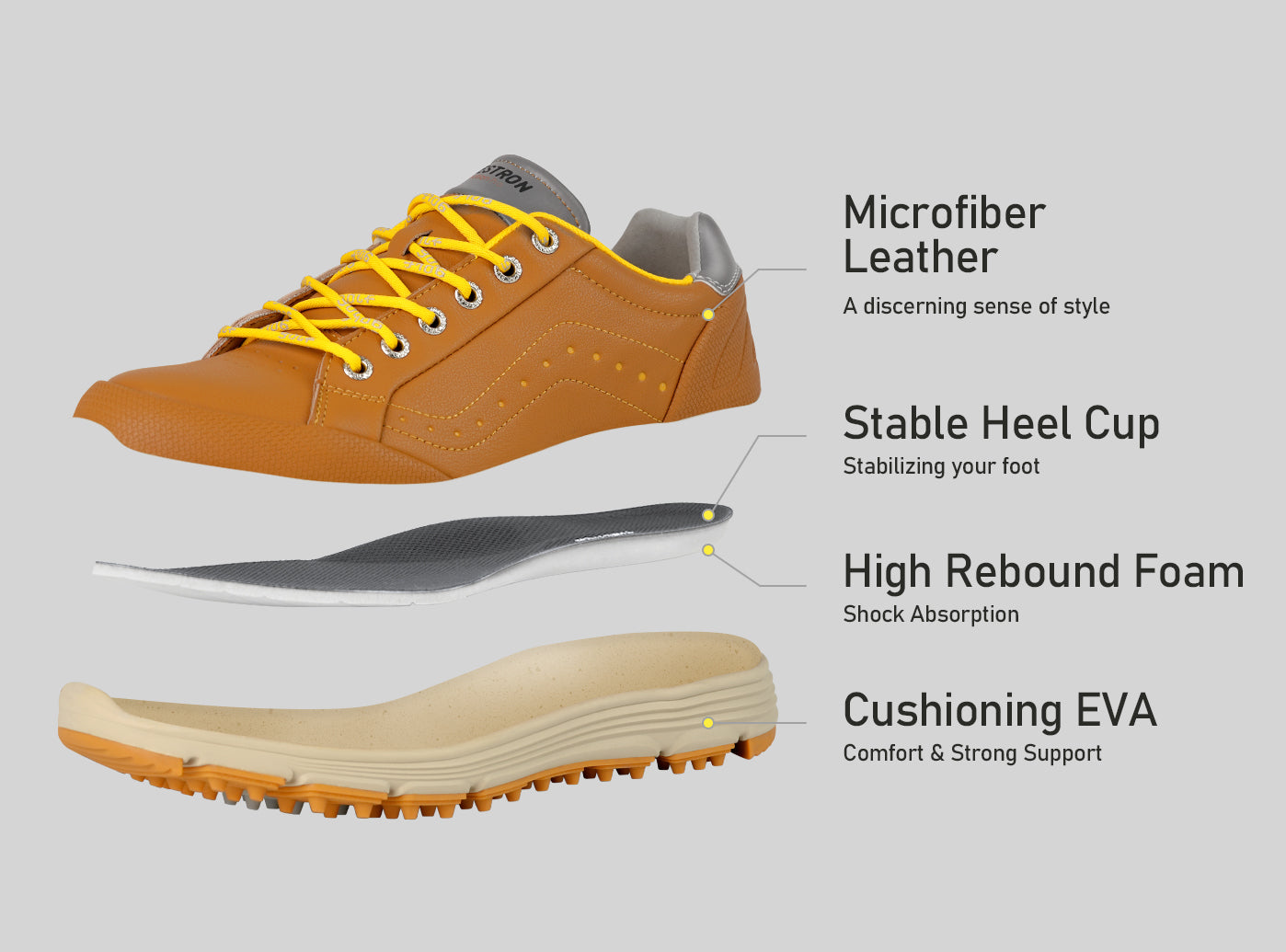 Goating Player G718 Men's Breathable Spikeless Golf Shoes / Brown