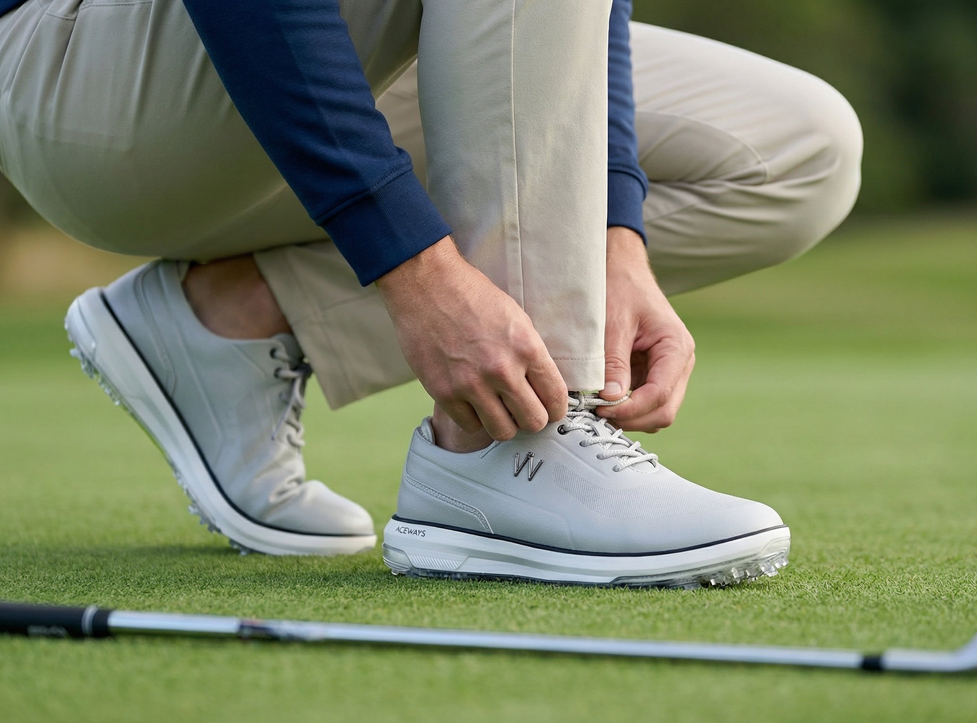 Aceways Magic Men's Wide-Fit Waterproof Spiked Golf Shoes – Misty Gray | Tour-Proven Grip