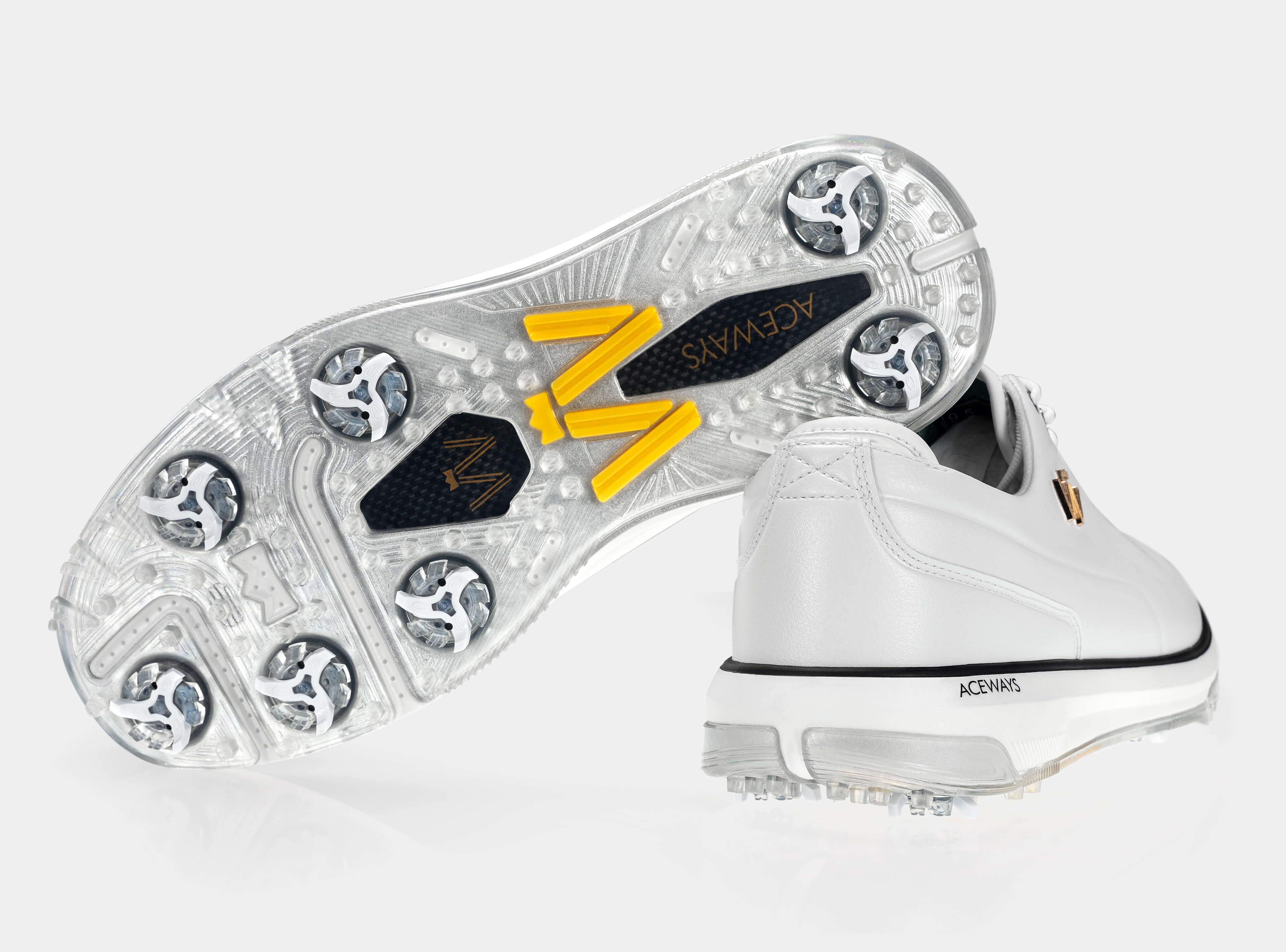 Aceways Magic Men's Wide-Fit Waterproof Spiked Golf Shoes – Ivory White | Tour-Proven Grip