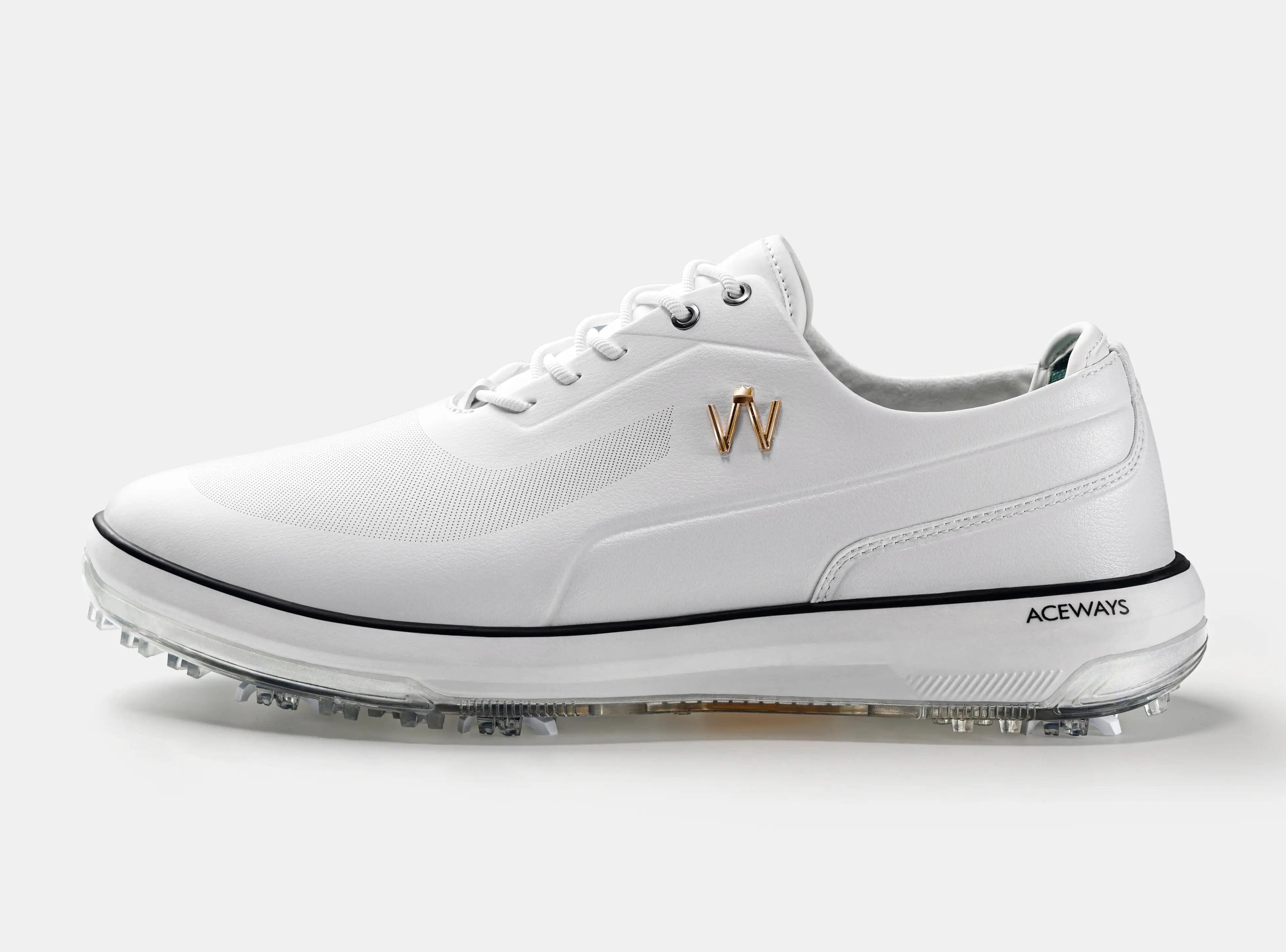 Aceways Magic Men's Wide-Fit Waterproof Spiked Golf Shoes – Ivory White | Tour-Proven Grip