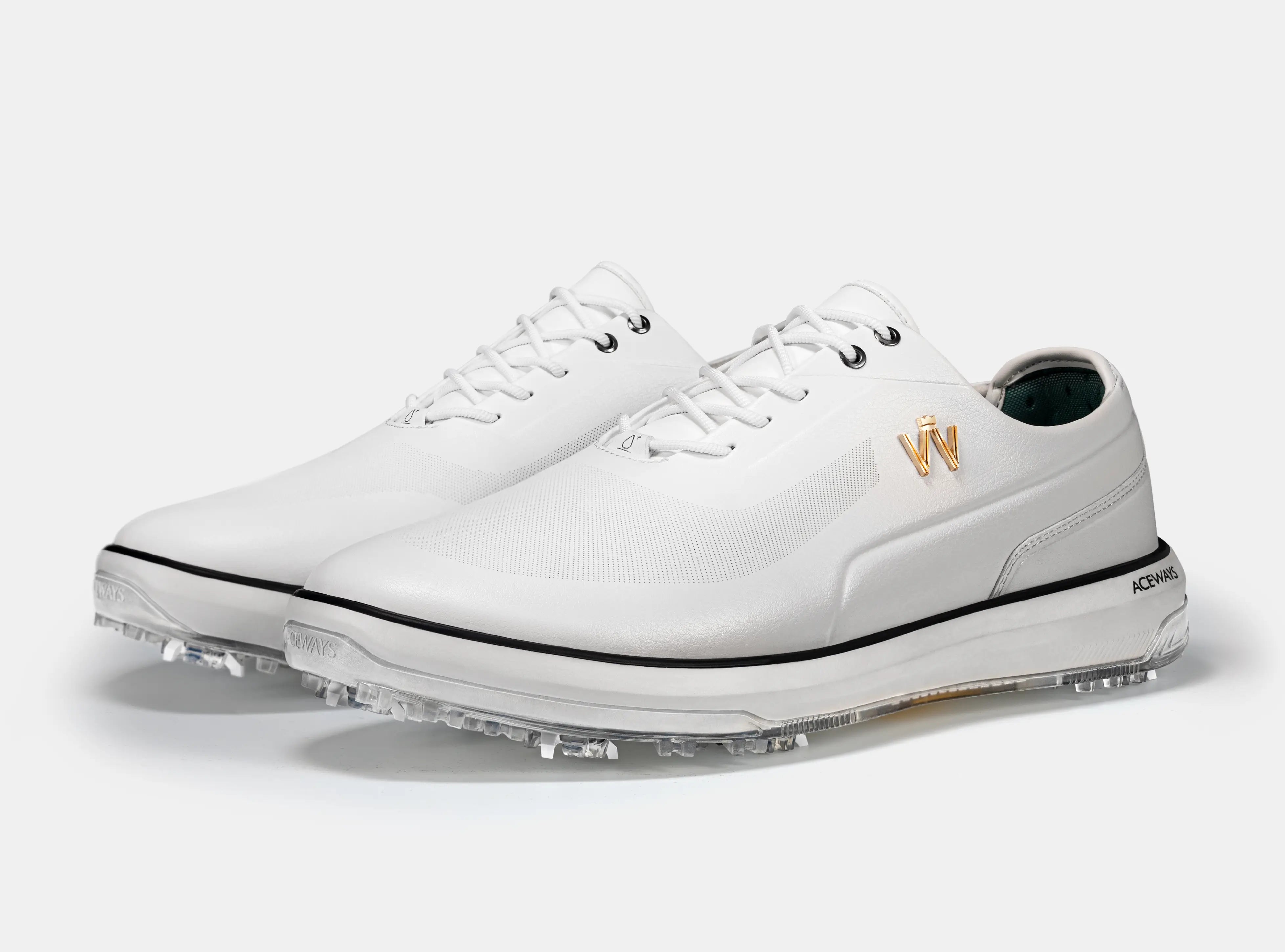 Aceways Magic Men's Wide-Fit Waterproof Spiked Golf Shoes – Ivory White | Tour-Proven Grip