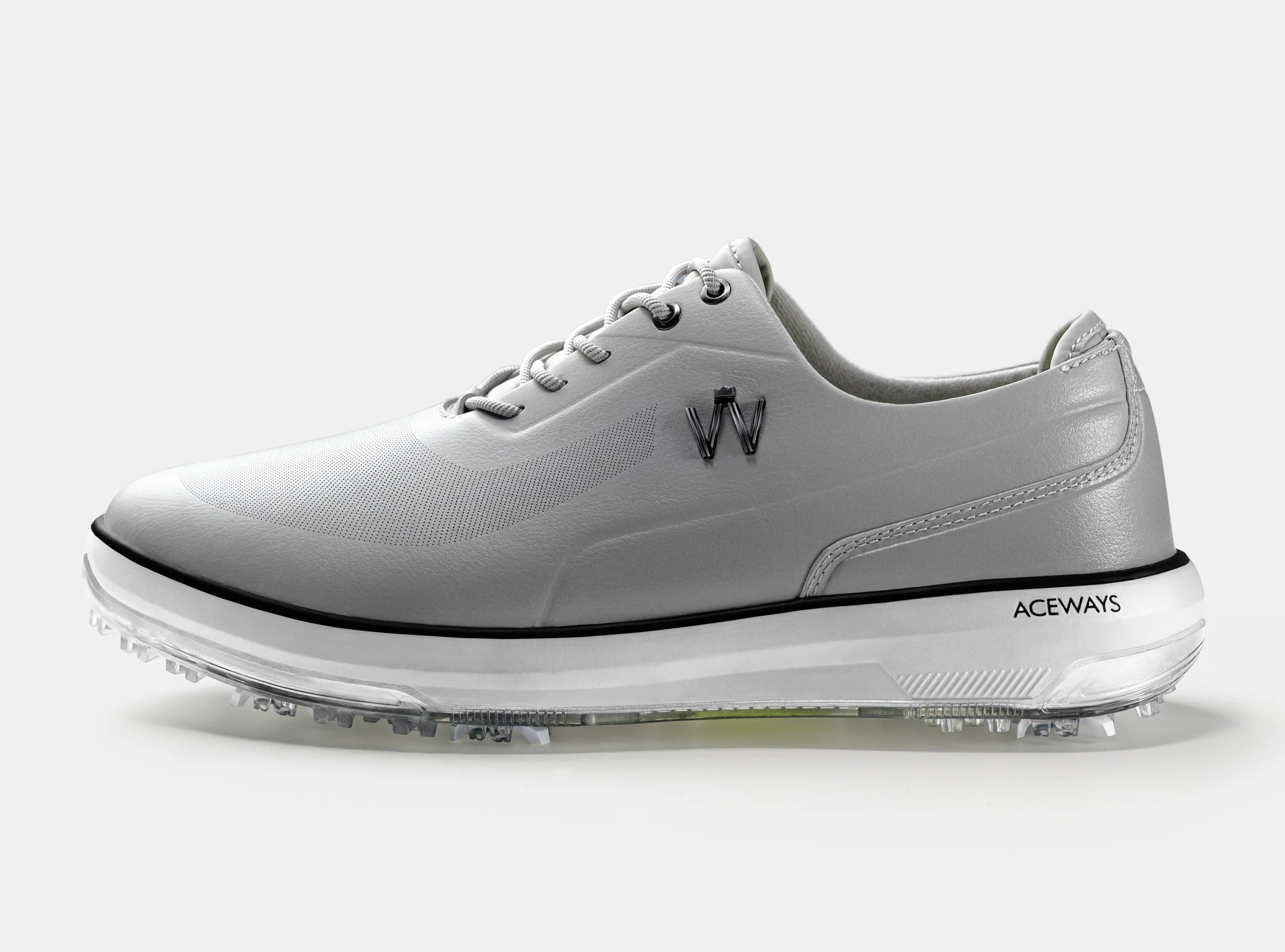 Aceways Magic Men's Wide-Fit Waterproof Spiked Golf Shoes – Misty Gray | Tour-Proven Grip