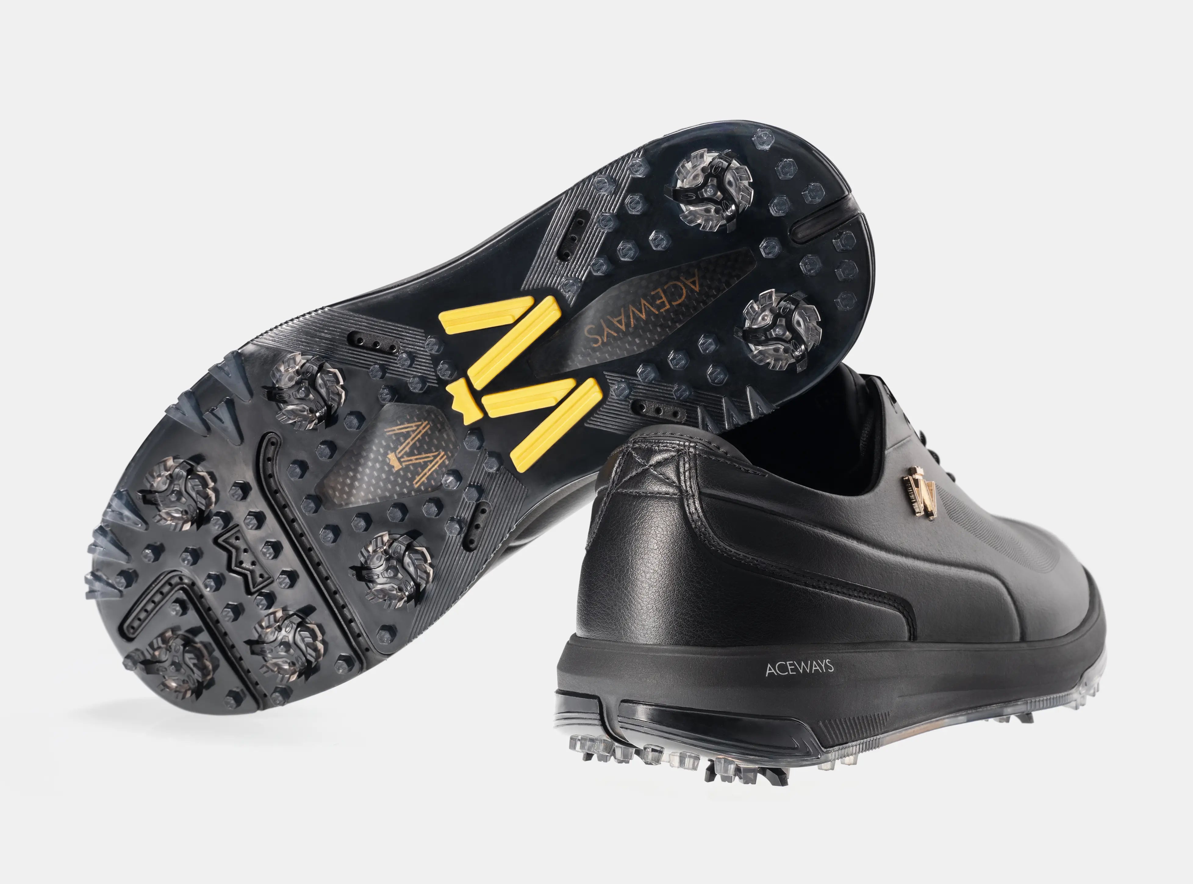 Aceways Magic Men's Wide-Fit Waterproof Spiked Golf Shoes – Onyx Black | Tour-Proven Grip