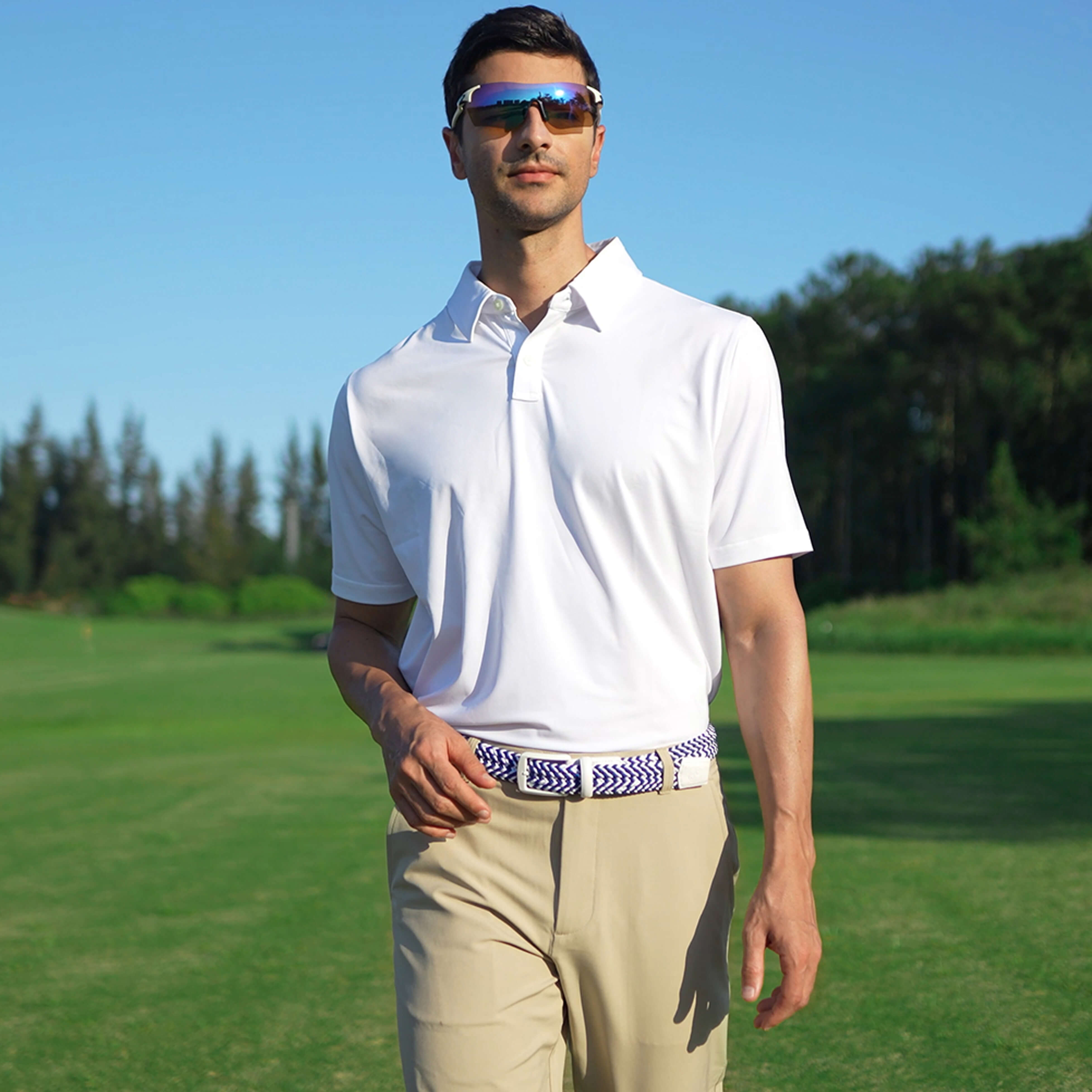 Tour Woven Belt:10K Swing-Proof, No Holes Needed / Sky Blue