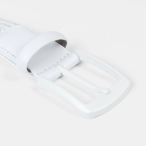 Tour Woven Belt:10K Swing-Proof, No Holes Needed / White