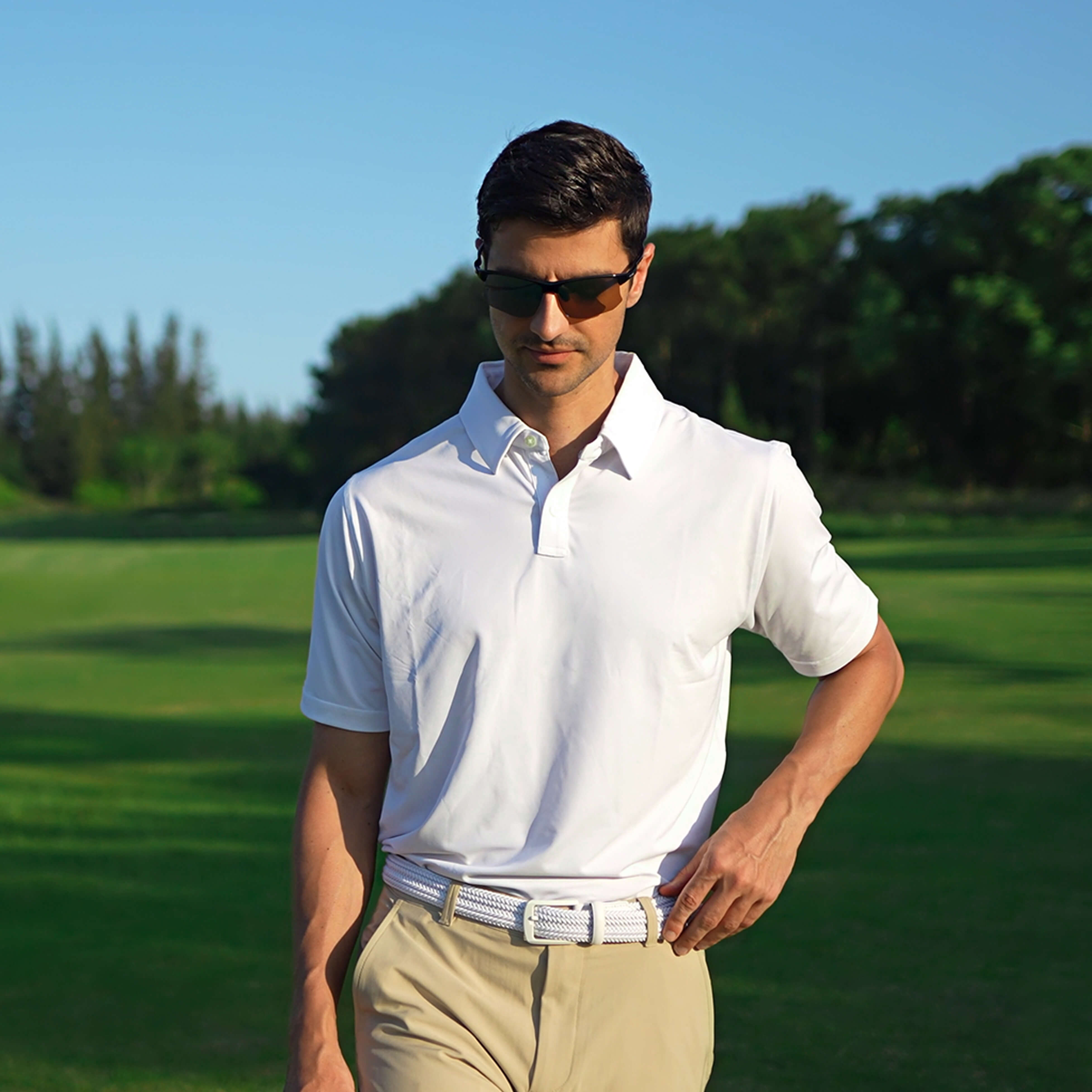 Tour Woven Belt:10K Swing-Proof, No Holes Needed / White