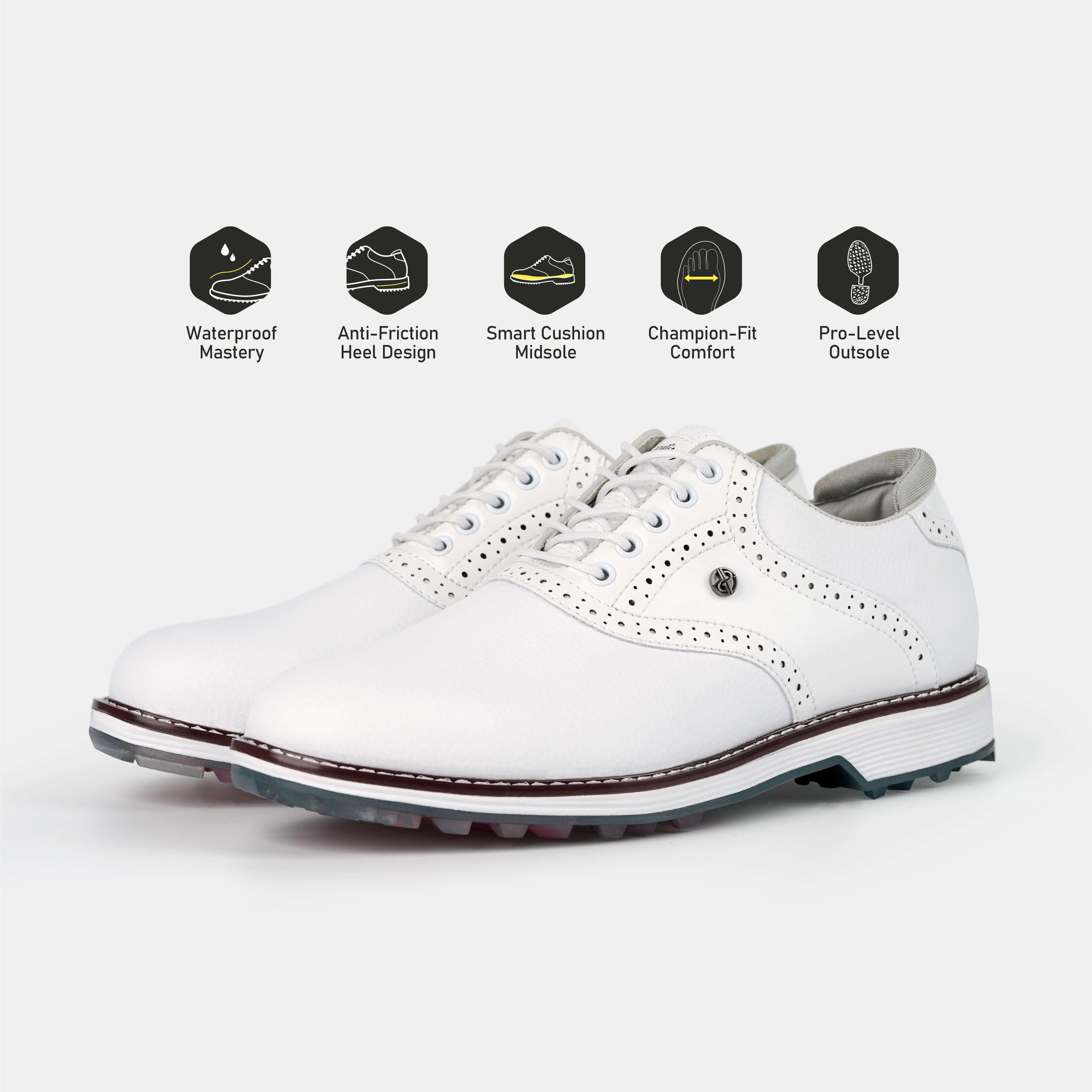 G3 Men's Professional Spikeless Golf Shoes / White
