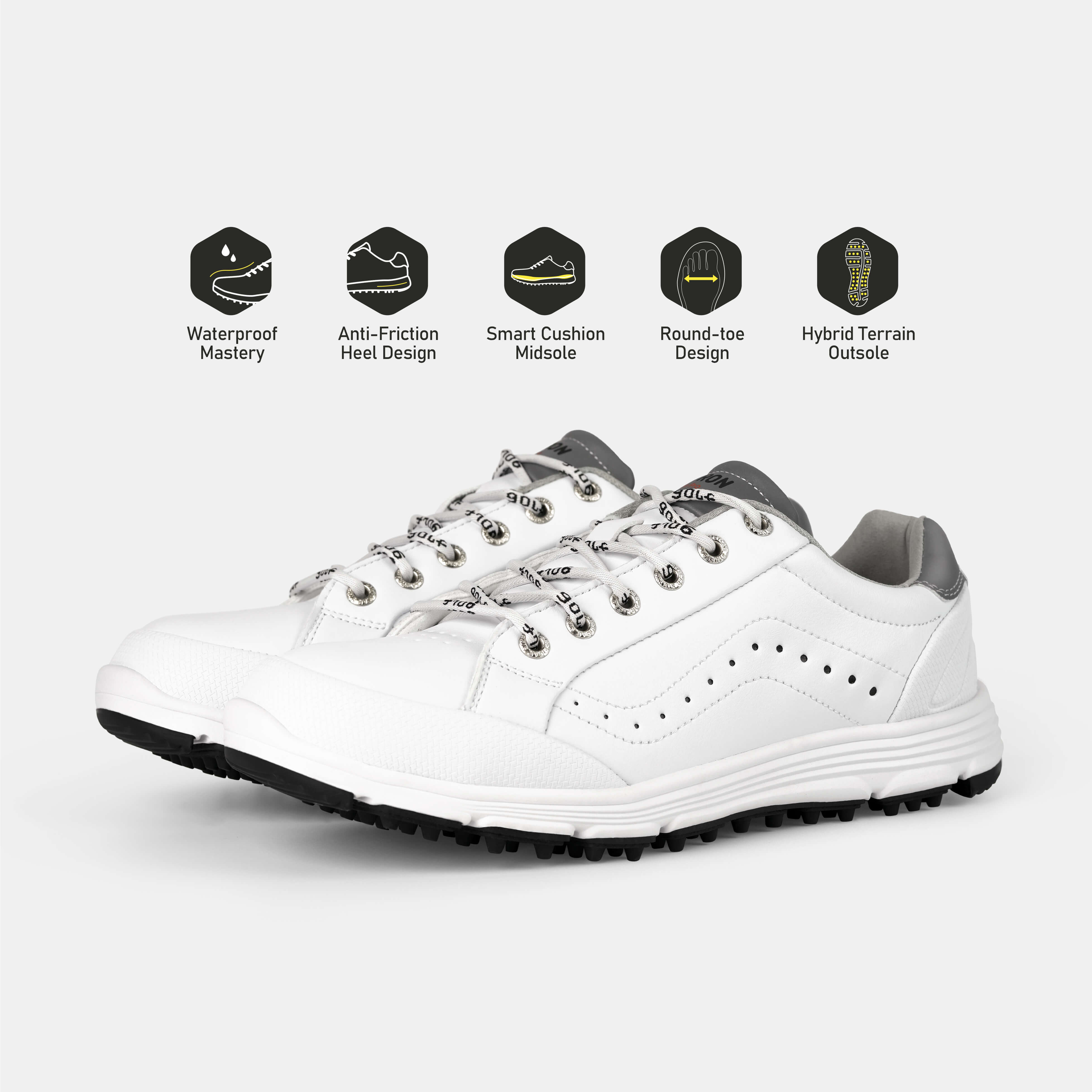 G718 Men's Breathable Spikeless Golf Shoes / White