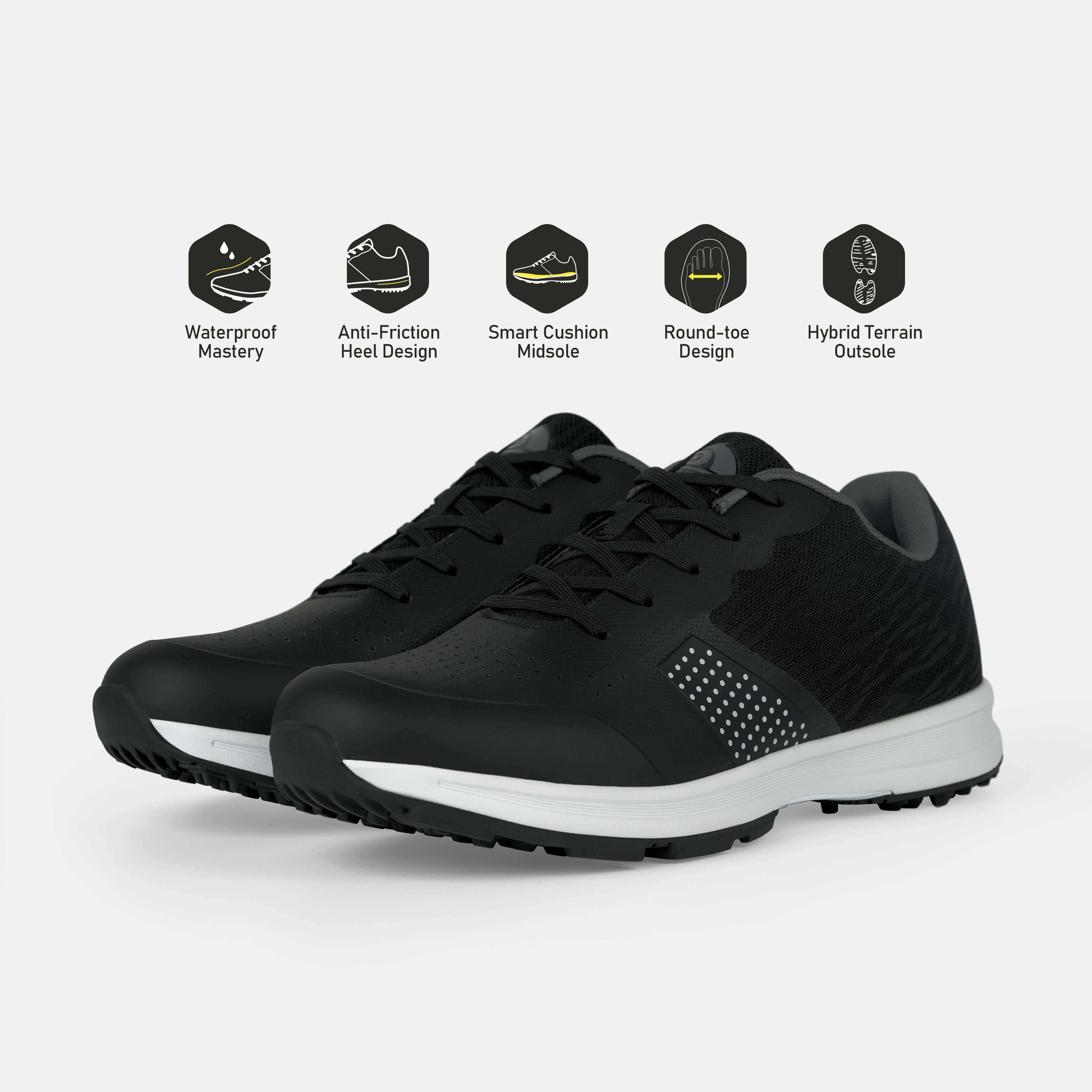 MX515 Men's Breathable Spikeless Golf Shoes /  Black