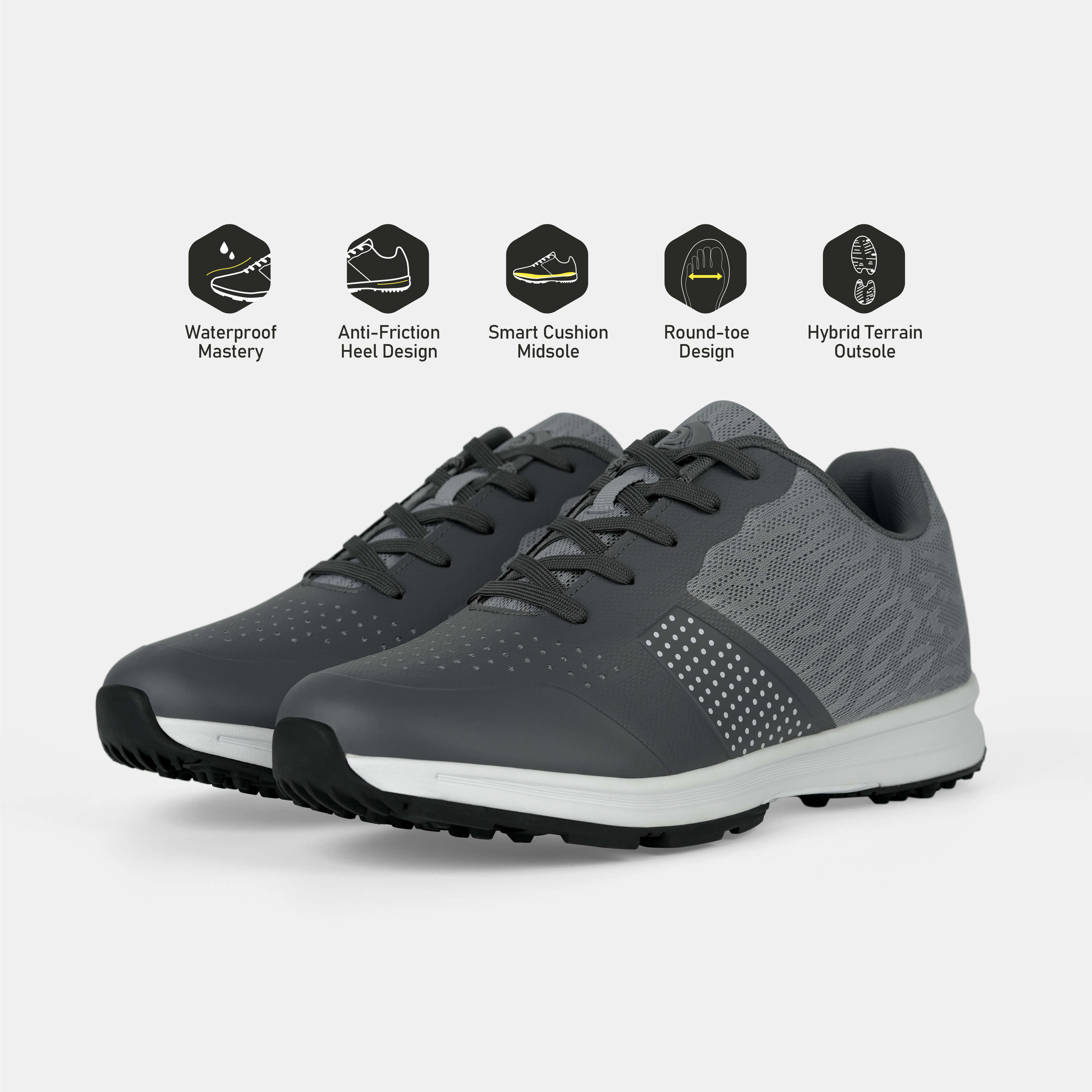 MX515 Men's Breathable Spikeless Golf Shoes /  Grey