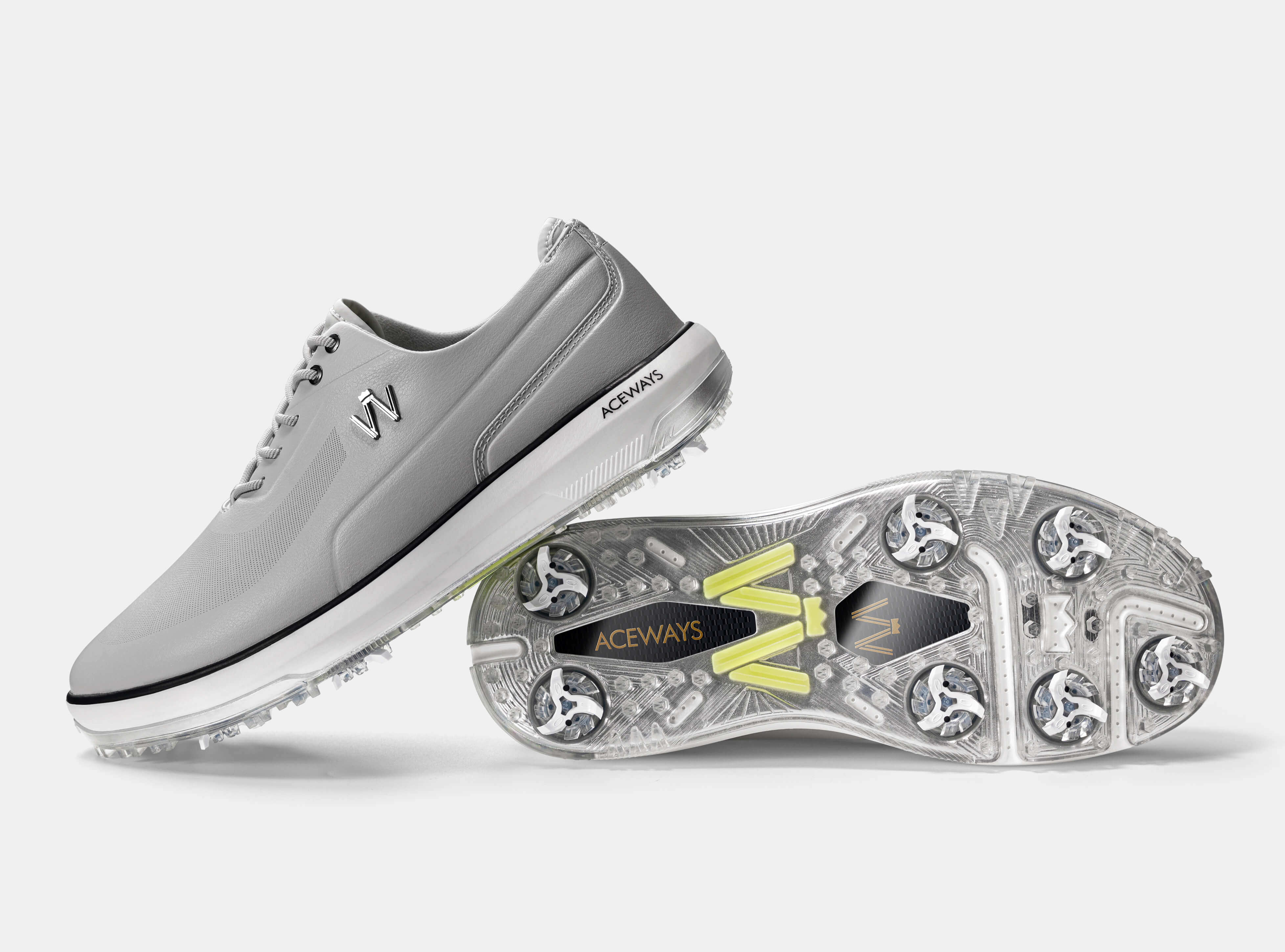 Aceways Magic Men's Wide-Fit Waterproof Spiked Golf Shoes – Misty Gray | Tour-Proven Grip