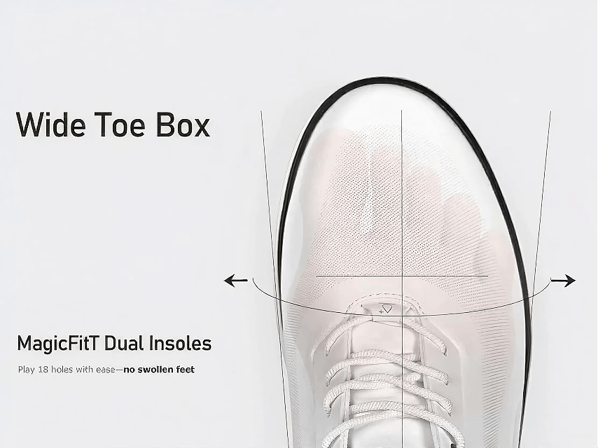 Aceways Magic Men's Wide-Fit Waterproof Spiked Golf Shoes – Ivory White | Tour-Proven Grip