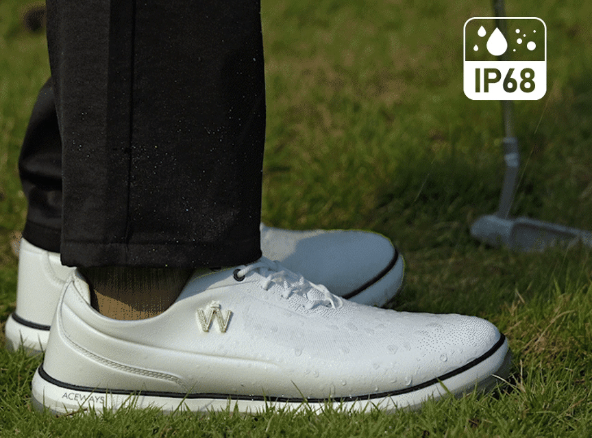 Aceways Magic Men's Wide-Fit Waterproof Spiked Golf Shoes – Misty Gray | Tour-Proven Grip