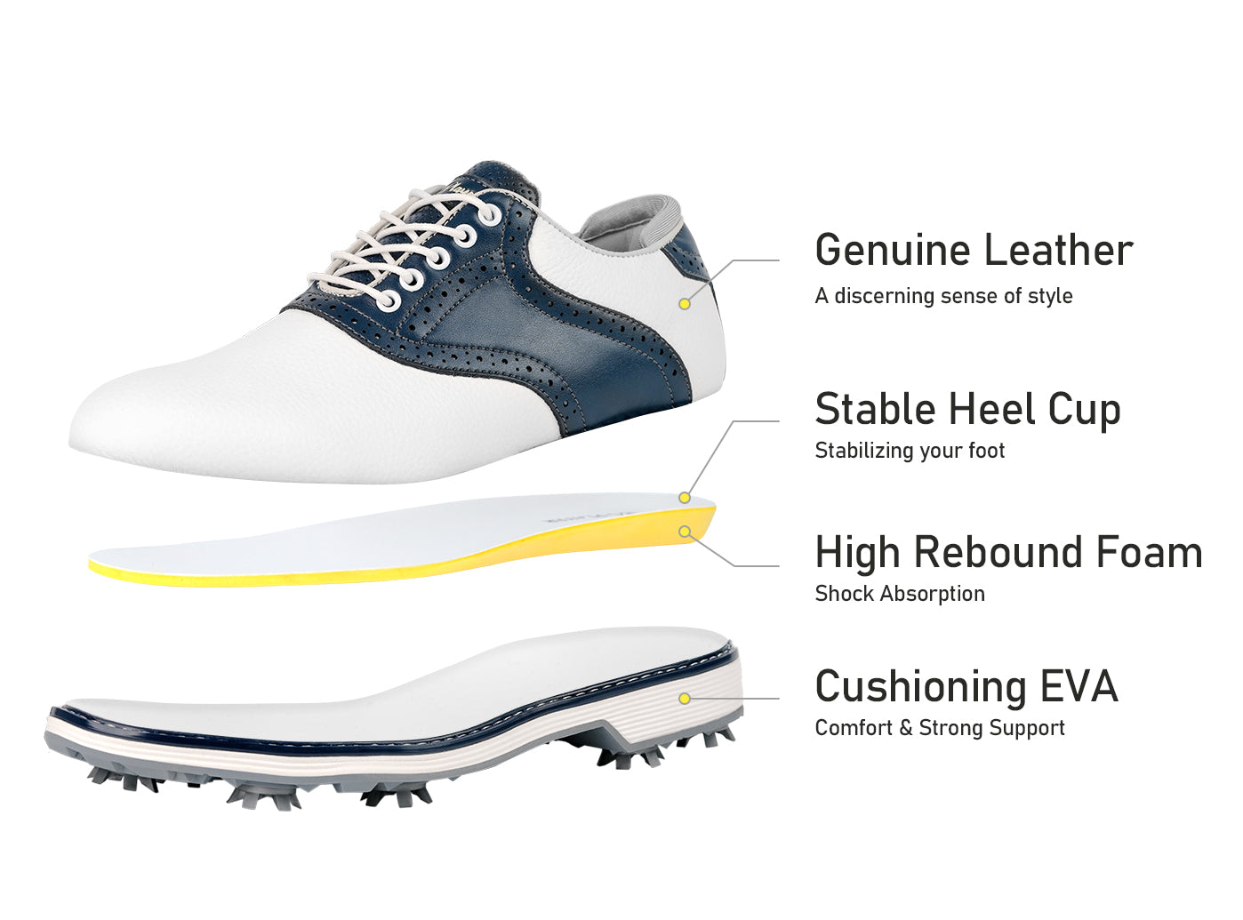 Goating Player G1 Men's Professional Spikes Golf Shoes  / Blue