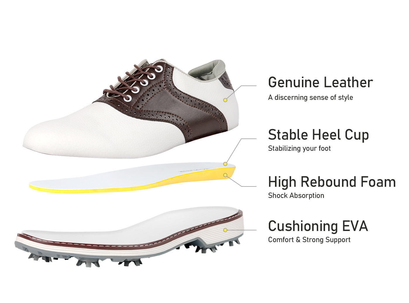 Goating Player  G1 Men's Professional Spikes Golf Shoes / Brown